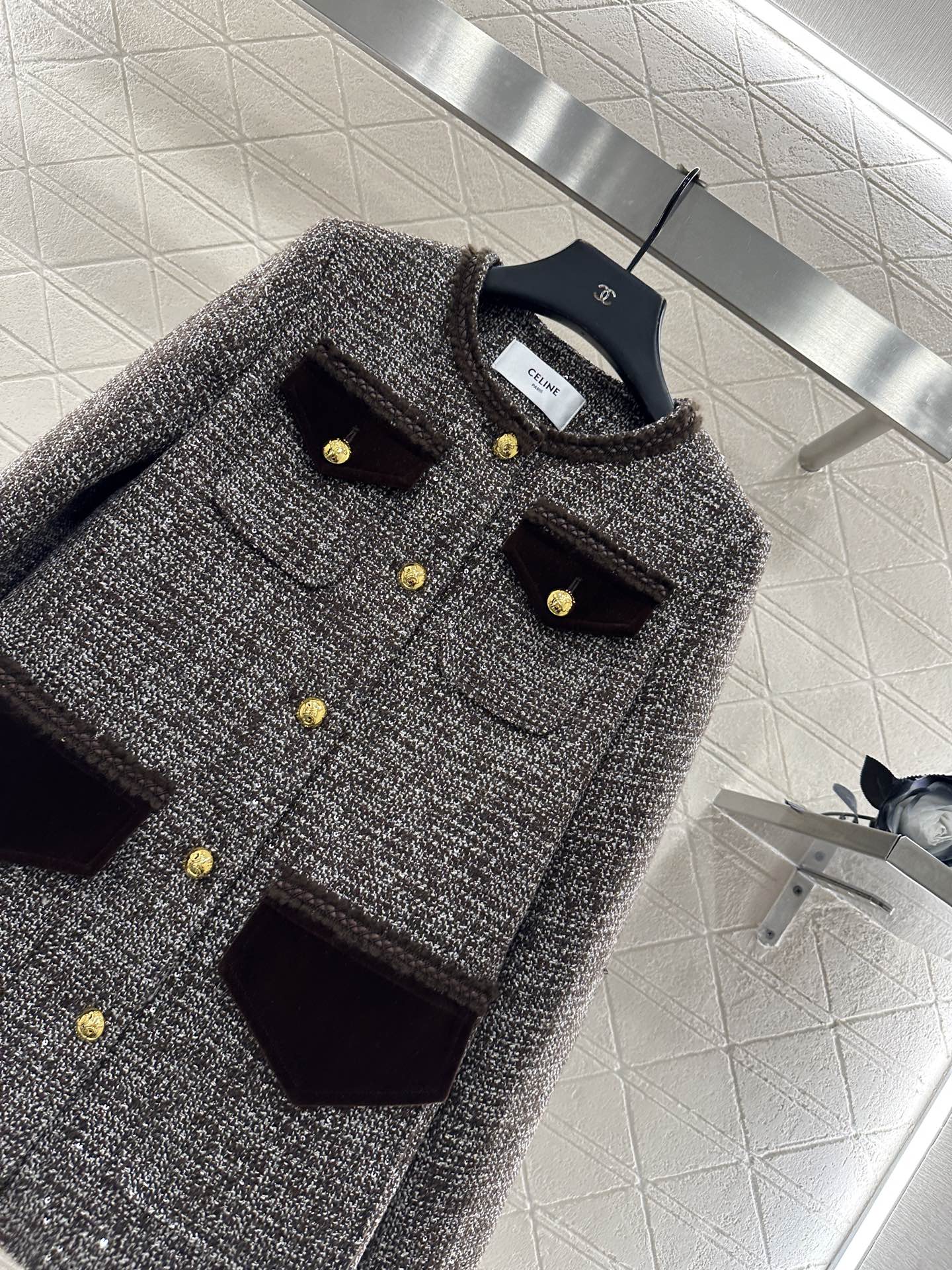 ♥Celin*♥2025新品上架 圆领捆边编织洋装外套定制YB进口粗纺羊毛呢材质，质感高级，品相十足，圆