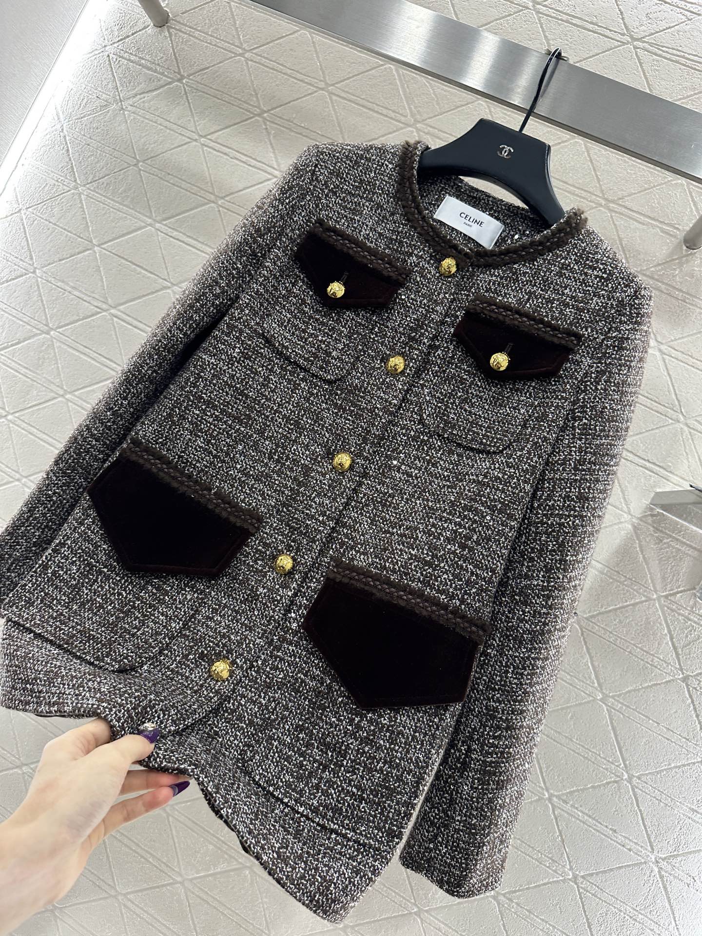 ♥Celin*♥2025新品上架 圆领捆边编织洋装外套定制YB进口粗纺羊毛呢材质，质感高级，品相十足，圆