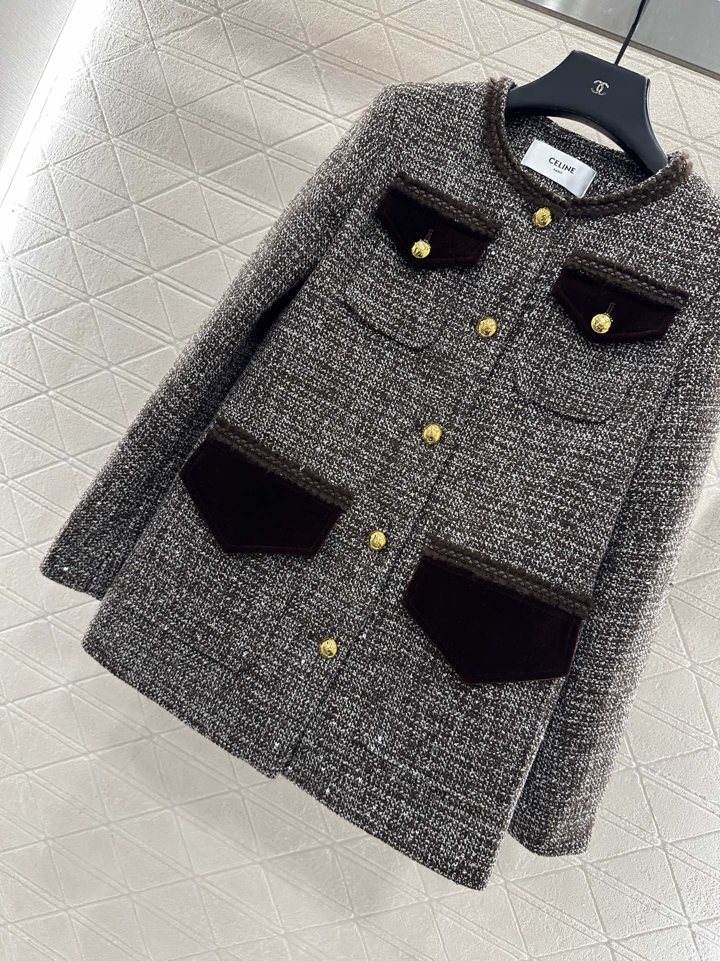 ♥Celin*♥2025新品上架 圆领捆边编织洋装外套定制YB进口粗纺羊毛呢材质，质感高级，品相十足，圆