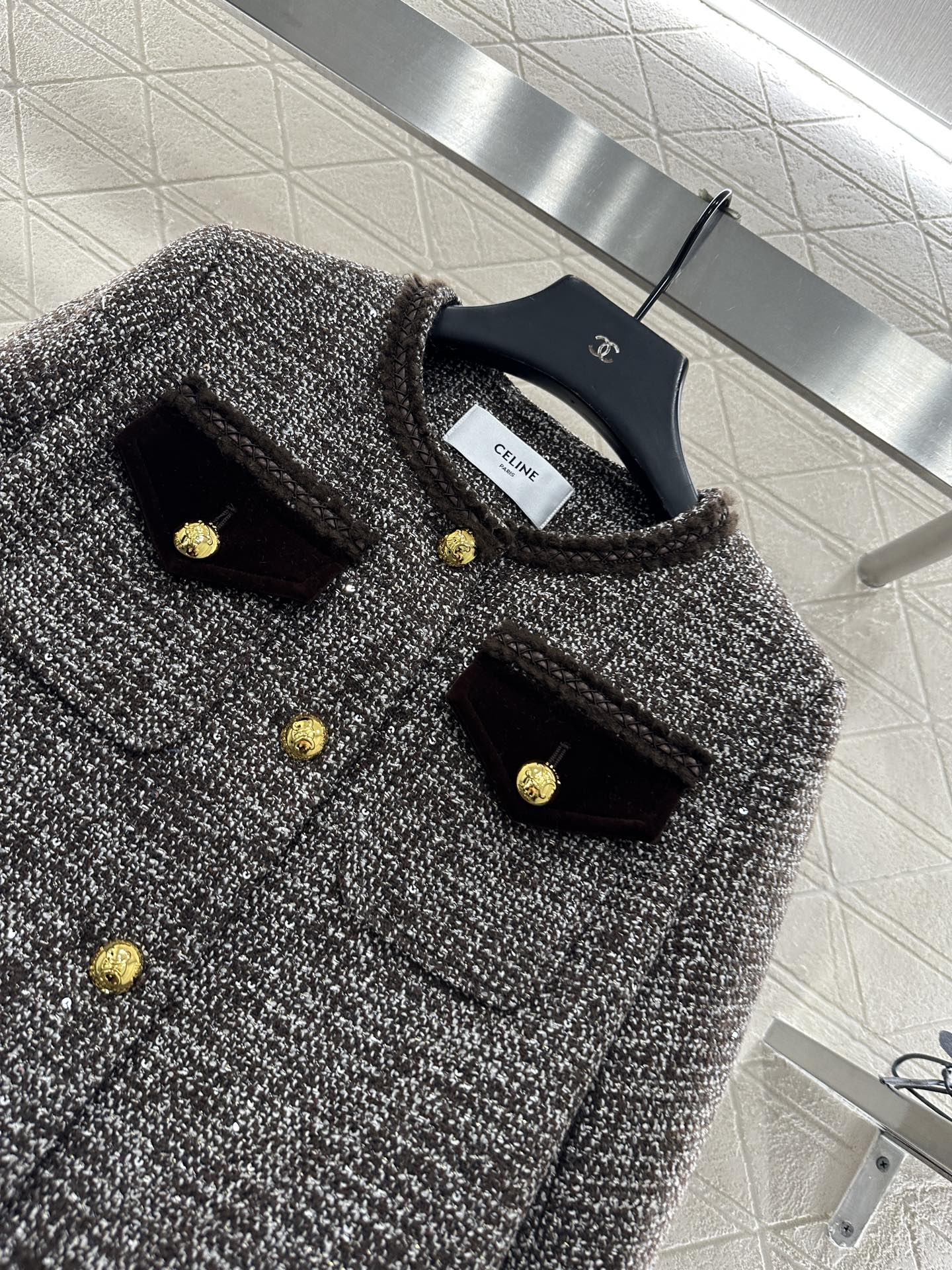 ♥Celin*♥2025新品上架 圆领捆边编织洋装外套定制YB进口粗纺羊毛呢材质，质感高级，品相十足，圆