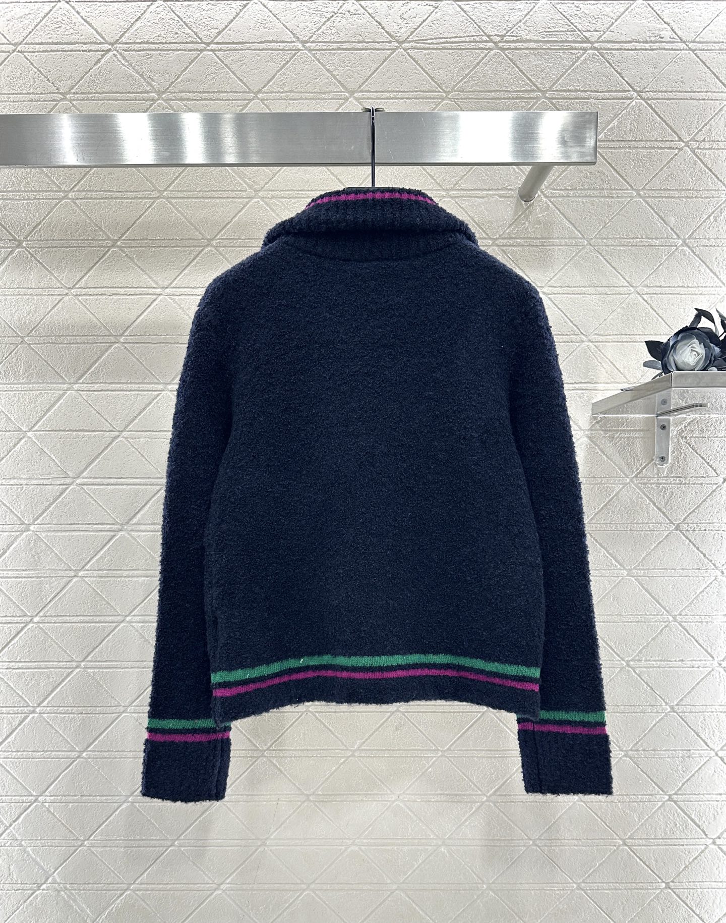 ♥Chane*♥2025新品上架 撞色条纹翻领针织上衣25coco滑雪🎿系列#定制YB羊绒纱线织造，工艺