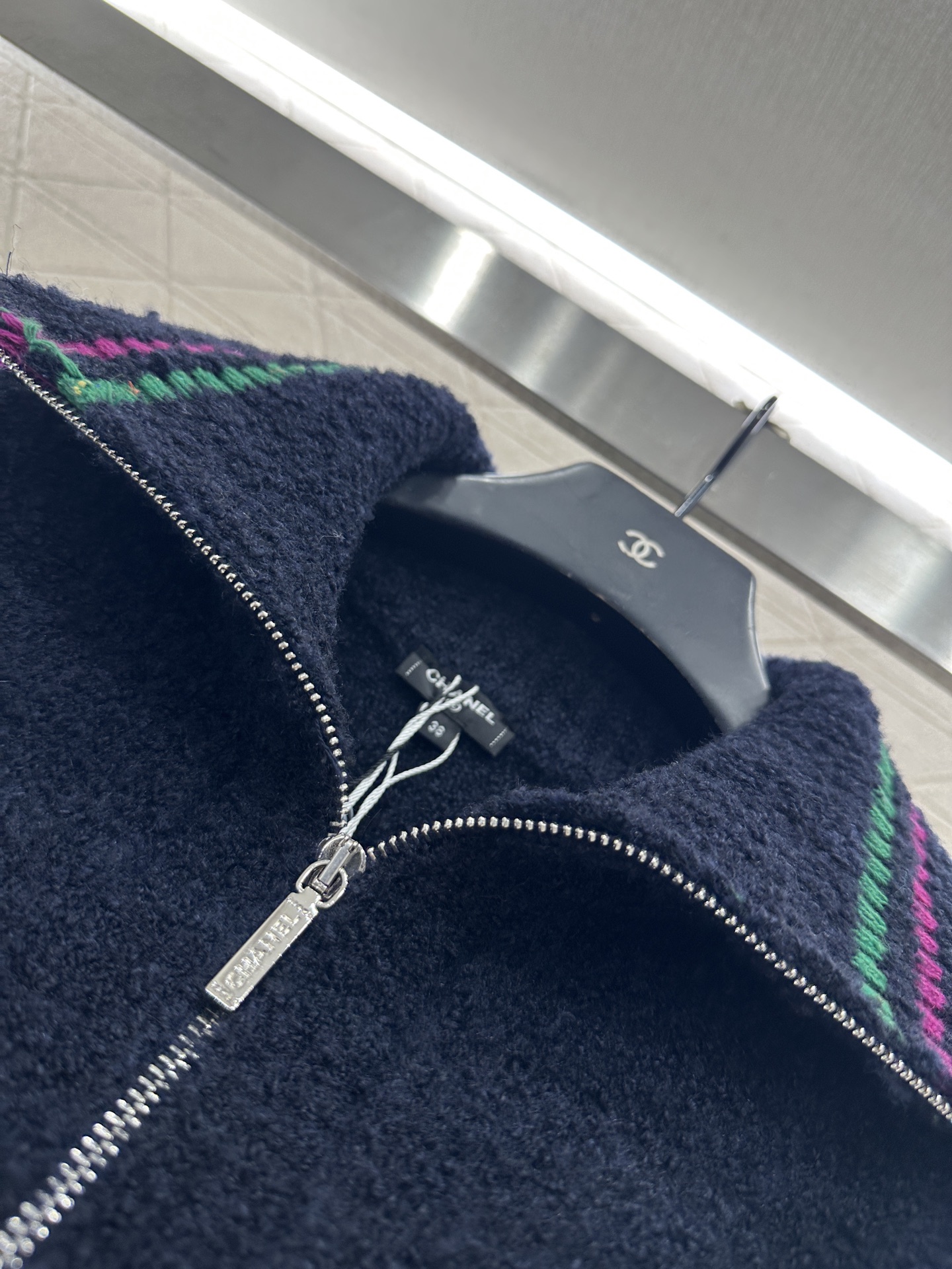 ♥Chane*♥2025新品上架 撞色条纹翻领针织上衣25coco滑雪🎿系列#定制YB羊绒纱线织造，工艺