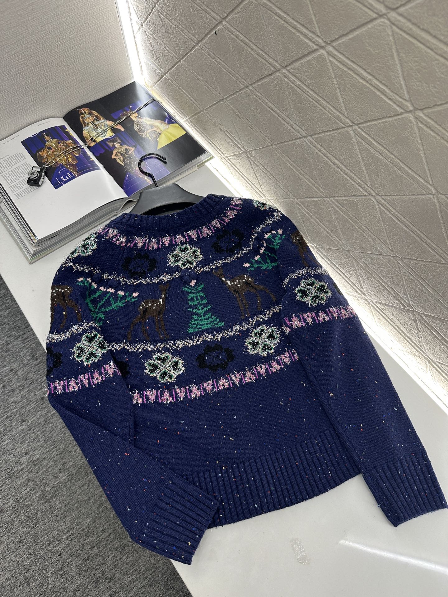 ♥Chane*♥2025新品上架 重工钩花圆领针织开衫25coco圣诞🧑‍🎄滑雪🎿系列#定制YB羊绒针织