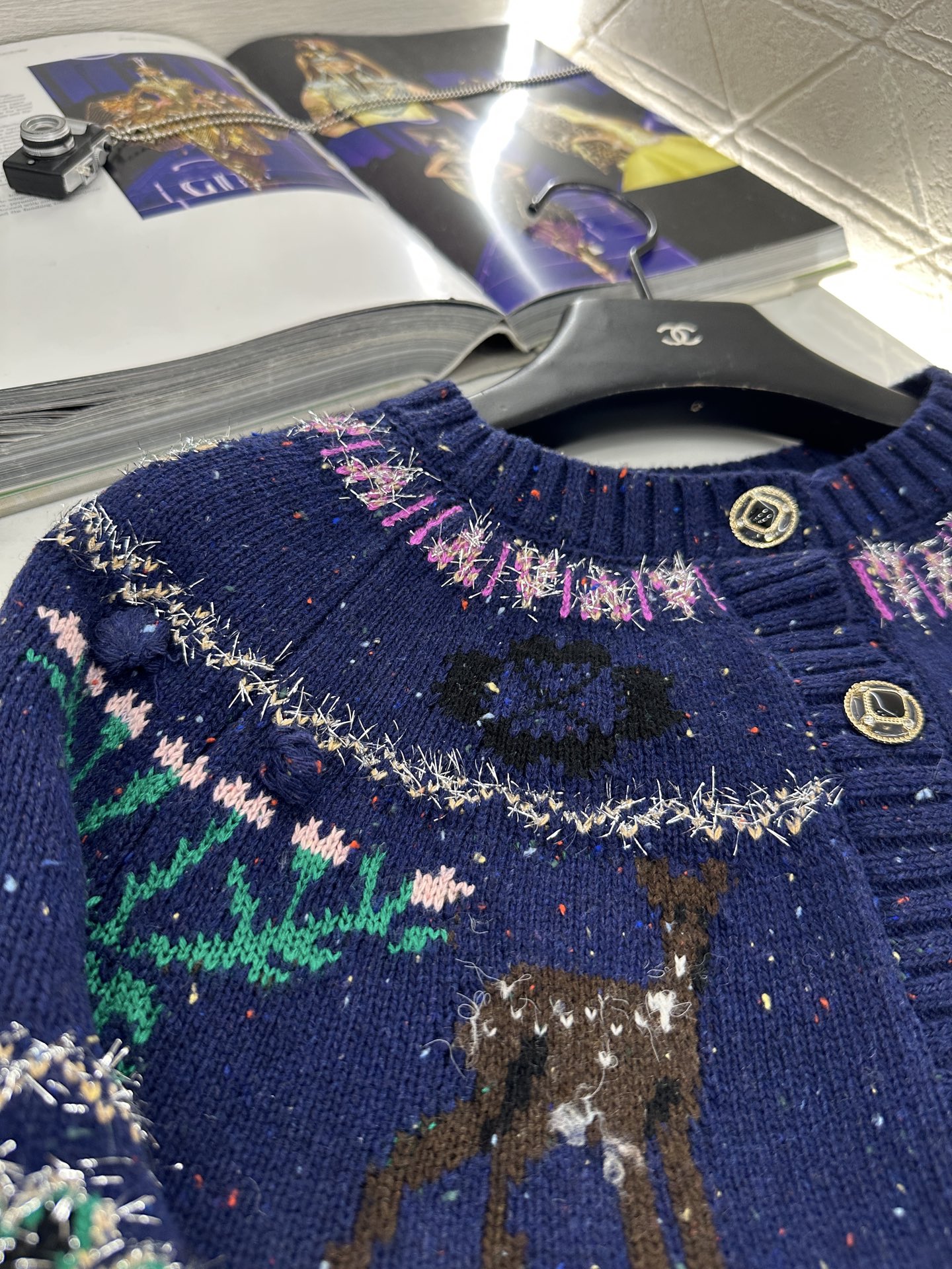 ♥Chane*♥2025新品上架 重工钩花圆领针织开衫25coco圣诞🧑‍🎄滑雪🎿系列#定制YB羊绒针织