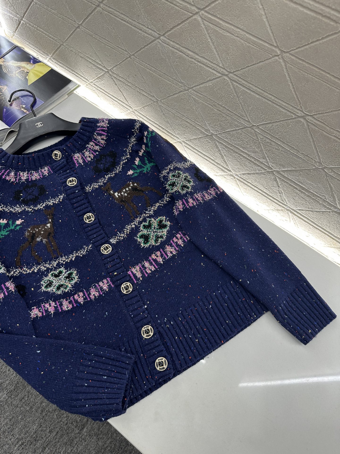 ♥Chane*♥2025新品上架 重工钩花圆领针织开衫25coco圣诞🧑‍🎄滑雪🎿系列#定制YB羊绒针织