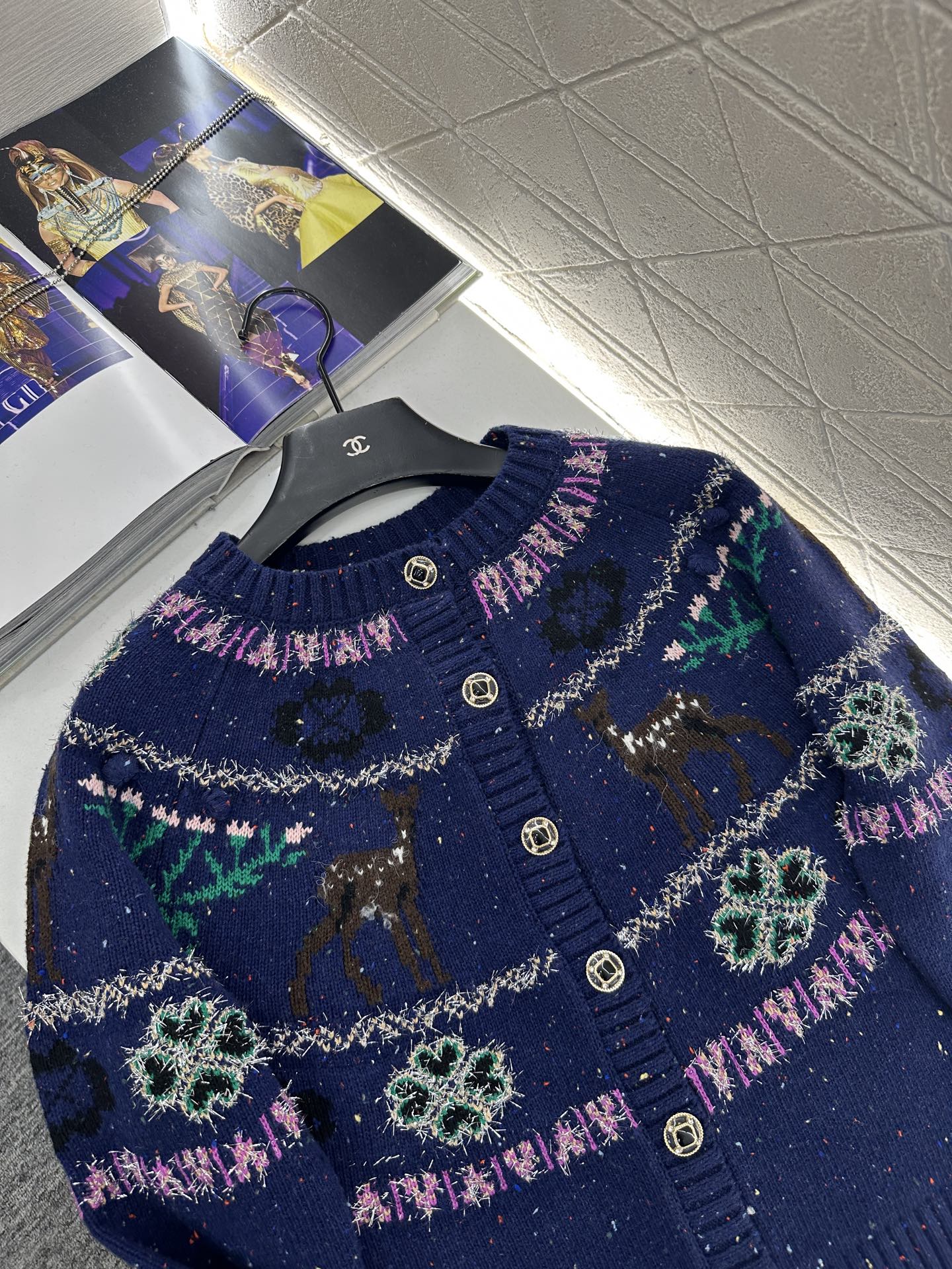 ♥Chane*♥2025新品上架 重工钩花圆领针织开衫25coco圣诞🧑‍🎄滑雪🎿系列#定制YB羊绒针织