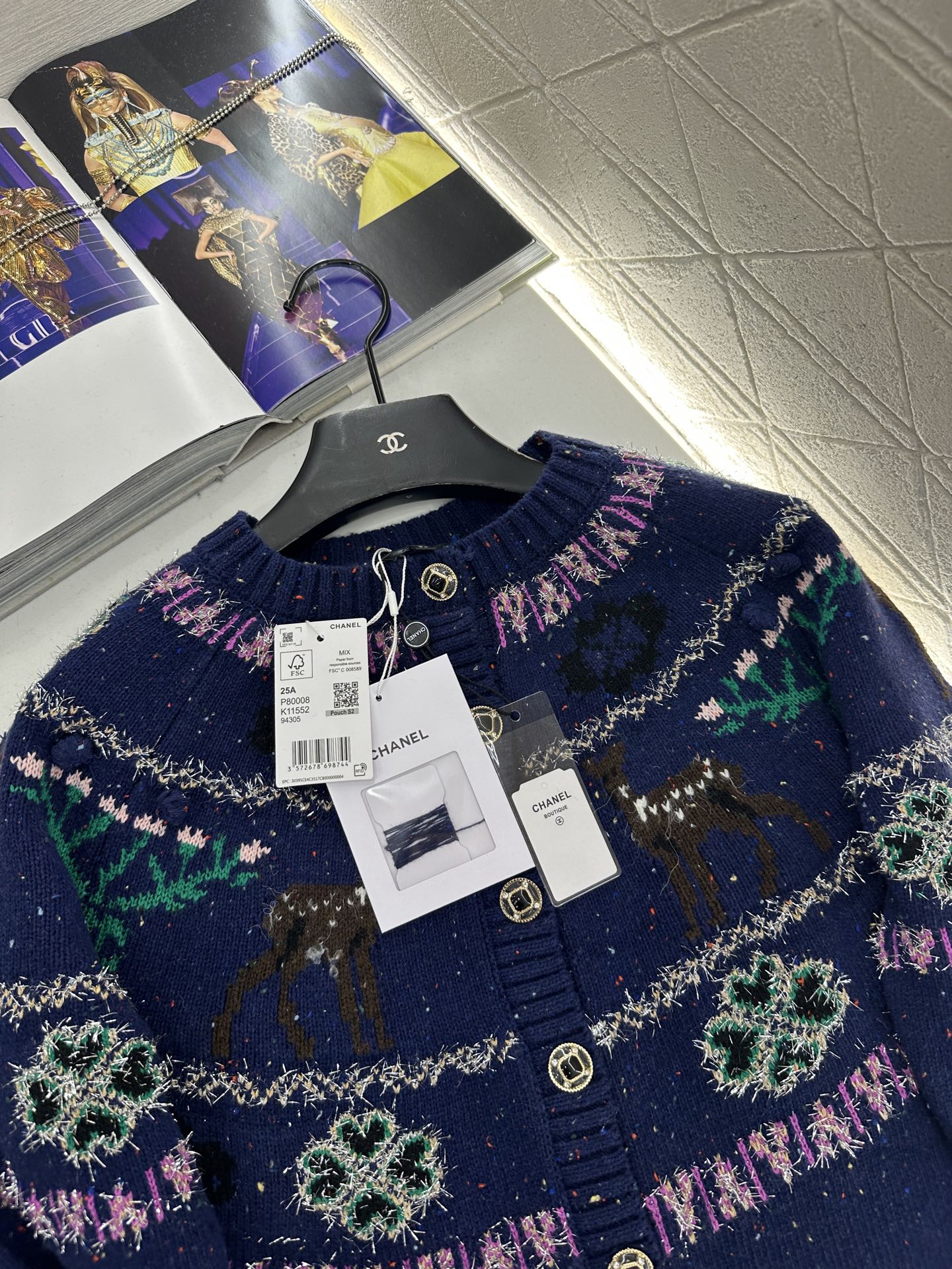 ♥Chane*♥2025新品上架 重工钩花圆领针织开衫25coco圣诞🧑‍🎄滑雪🎿系列#定制YB羊绒针织