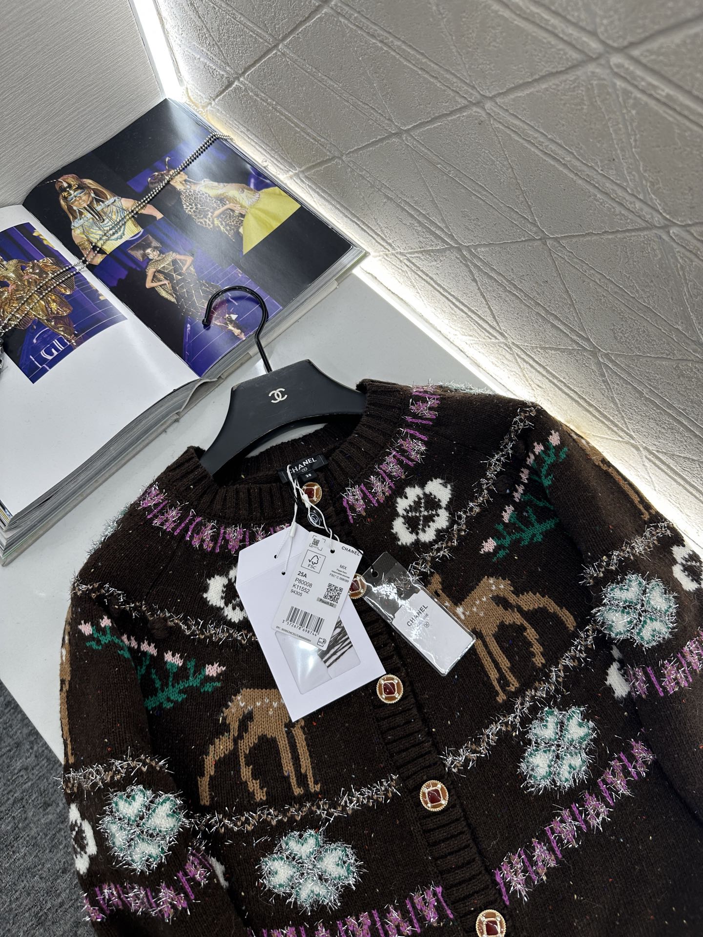 ♥Chane*♥2025新品上架 重工钩花圆领针织开衫25coco圣诞🧑‍🎄滑雪🎿系列#定制YB羊绒针织