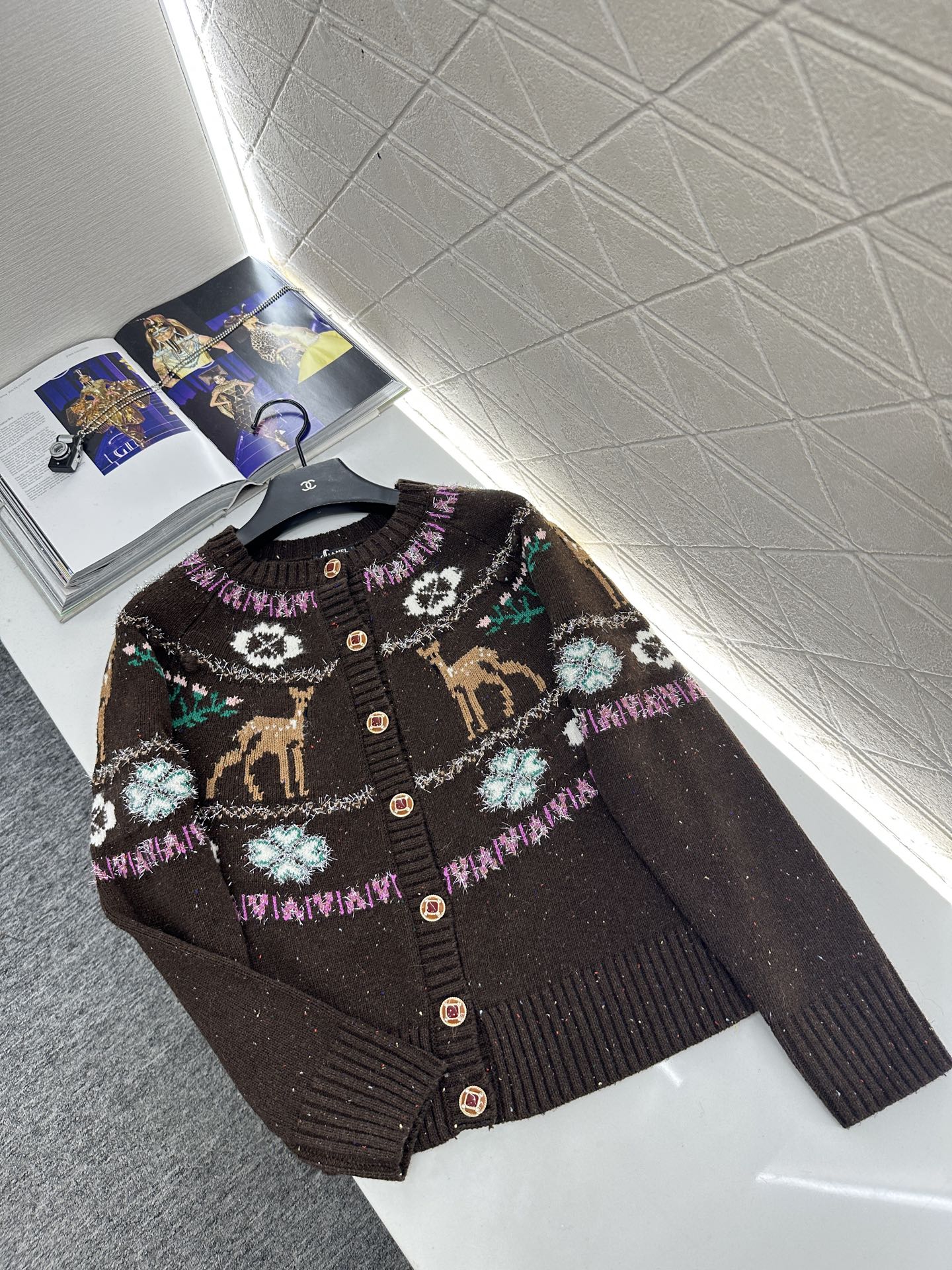 ♥Chane*♥2025新品上架 重工钩花圆领针织开衫25coco圣诞🧑‍🎄滑雪🎿系列#定制YB羊绒针织