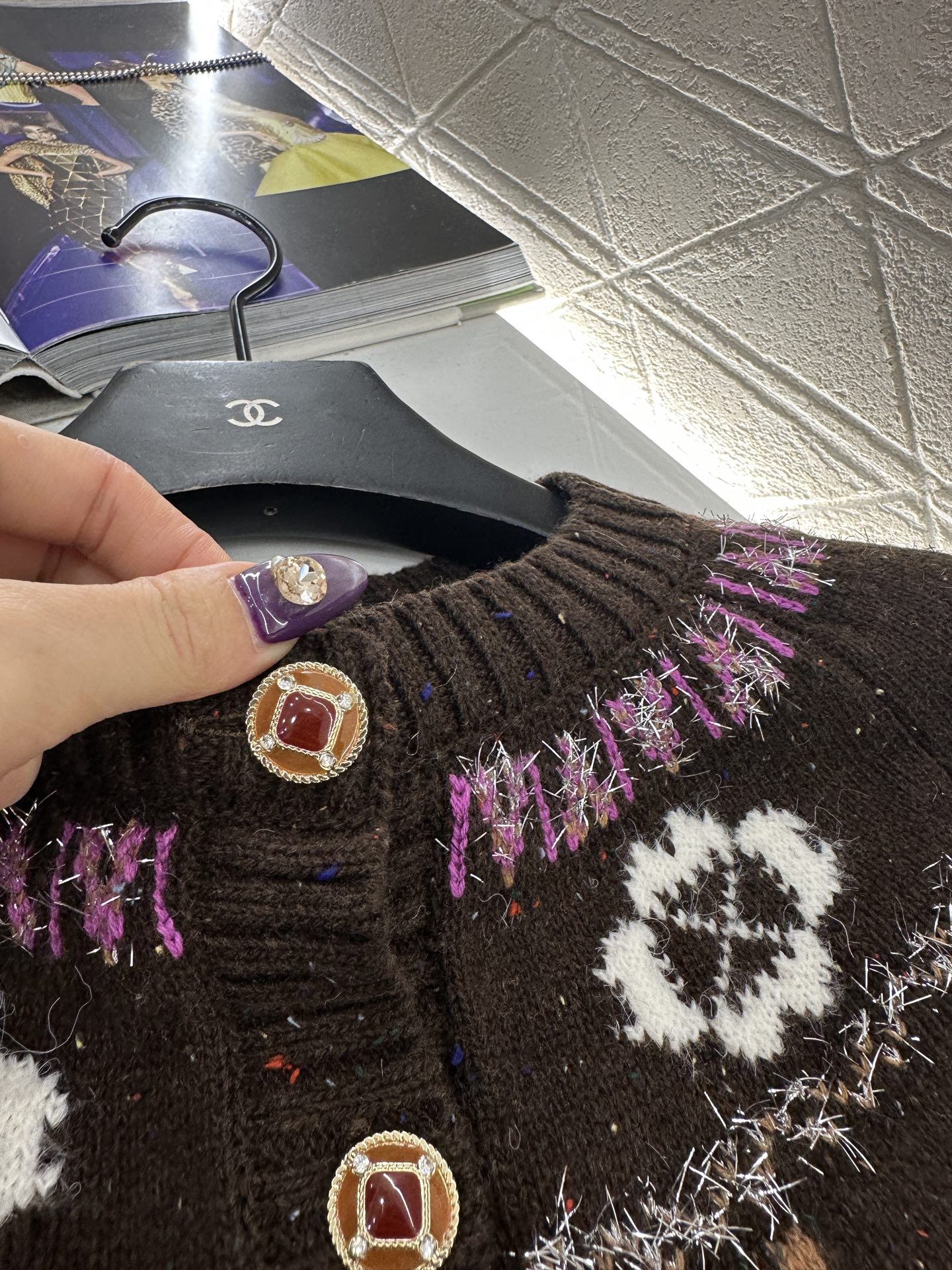 ♥Chane*♥2025新品上架 重工钩花圆领针织开衫25coco圣诞🧑‍🎄滑雪🎿系列#定制YB羊绒针织