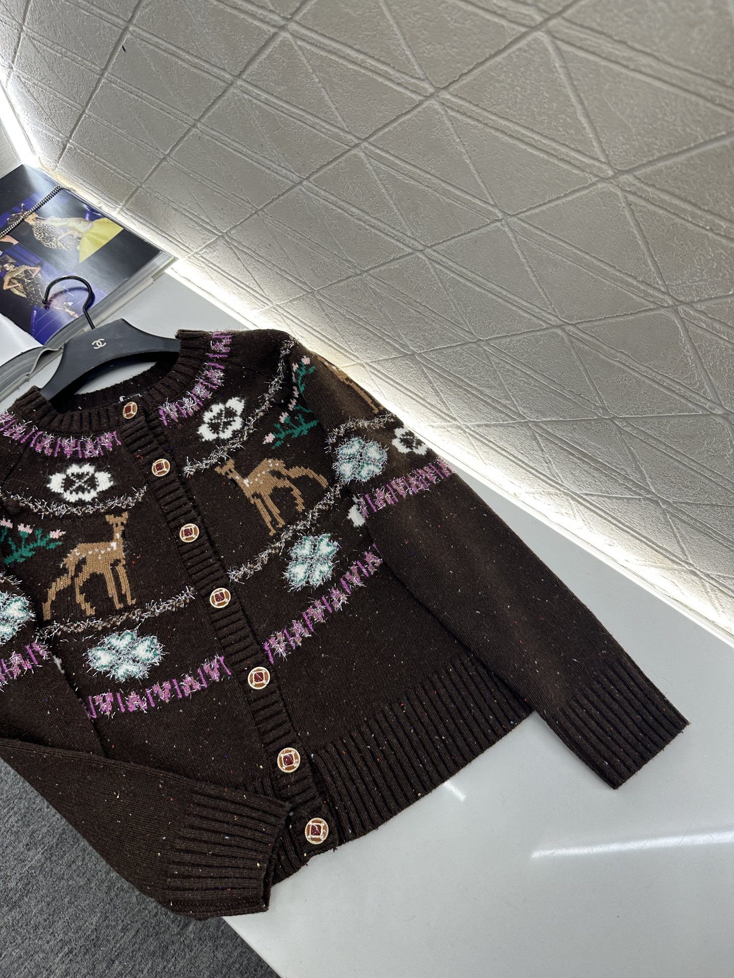 ♥Chane*♥2025新品上架 重工钩花圆领针织开衫25coco圣诞🧑‍🎄滑雪🎿系列#定制YB羊绒针织