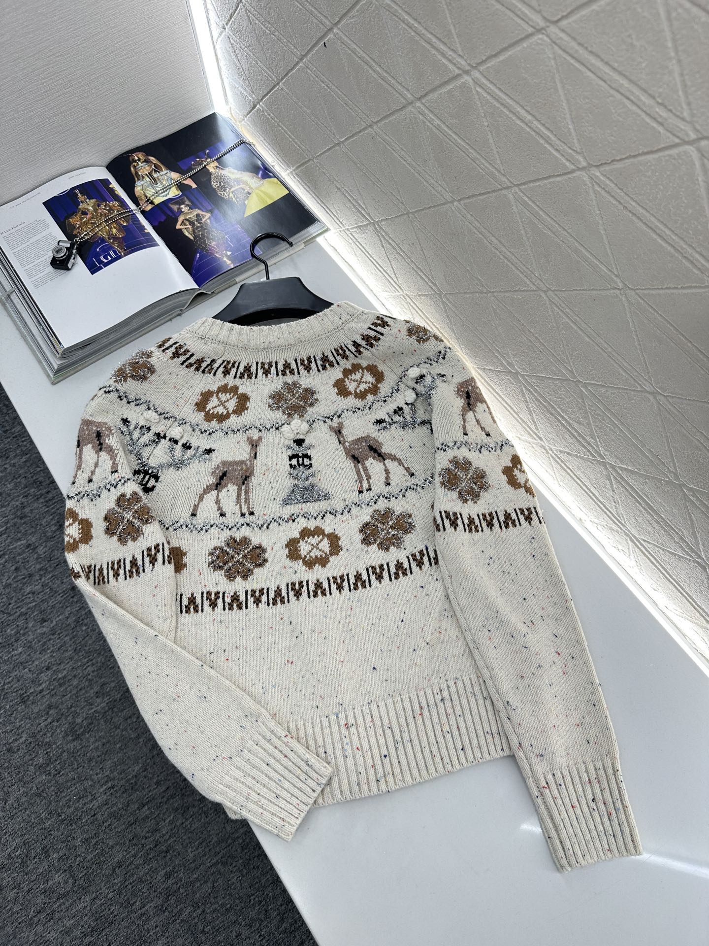 ♥Chane*♥2025新品上架 重工钩花圆领针织开衫25coco圣诞🧑‍🎄滑雪🎿系列#定制YB羊绒针织