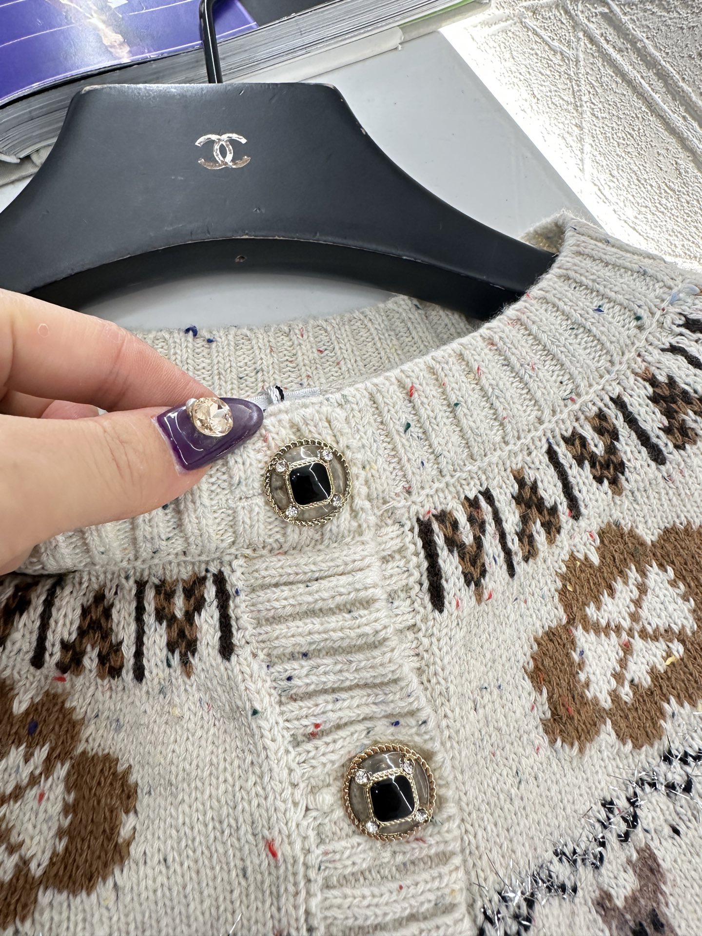 ♥Chane*♥2025新品上架 重工钩花圆领针织开衫25coco圣诞🧑‍🎄滑雪🎿系列#定制YB羊绒针织