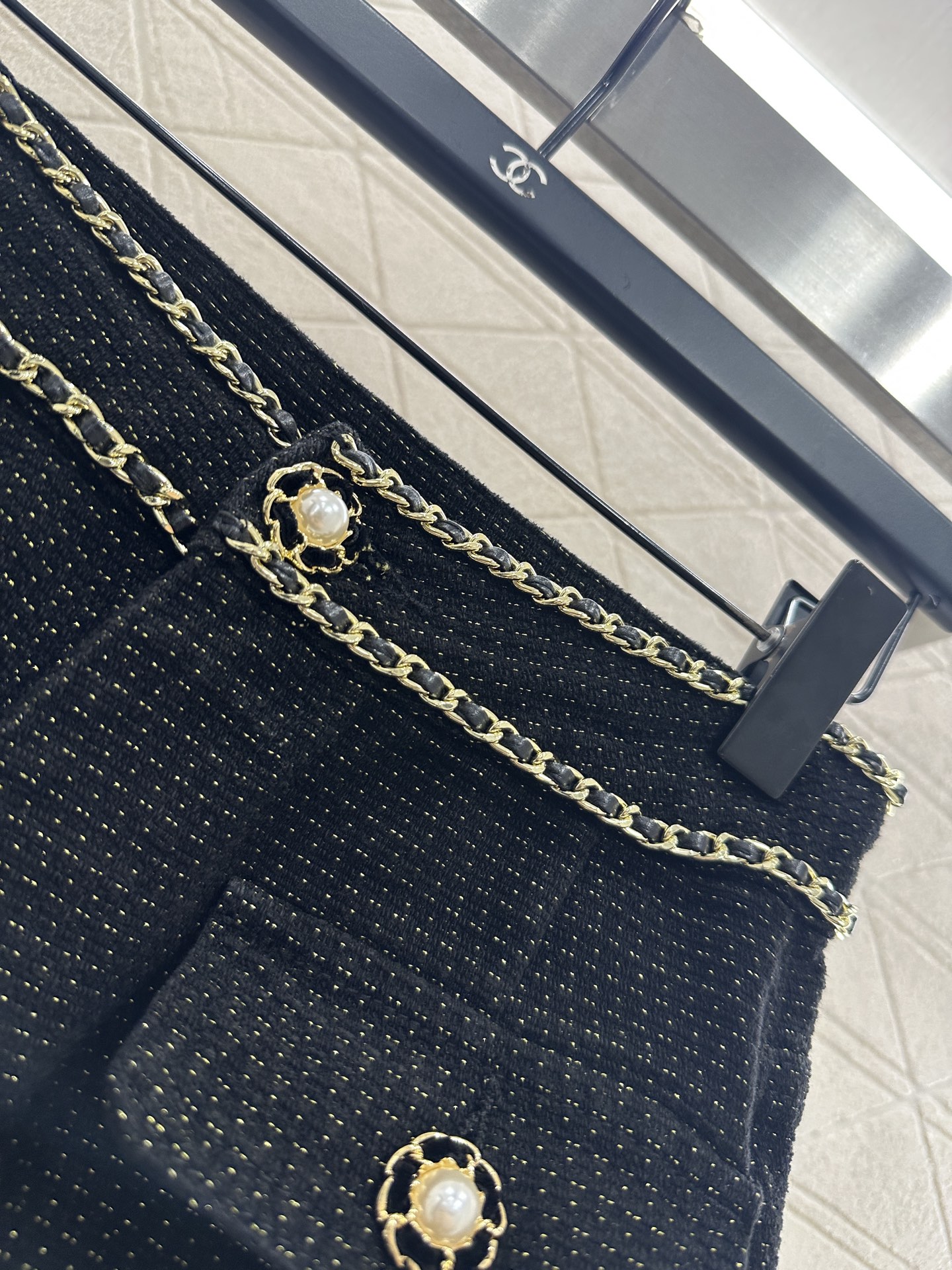 ♥Chane*♥2025新品上架 腰带链条阔腿长裤定制YB进口粗纺毛呢材质，肌理明显，高级时尚，高腰阔腿