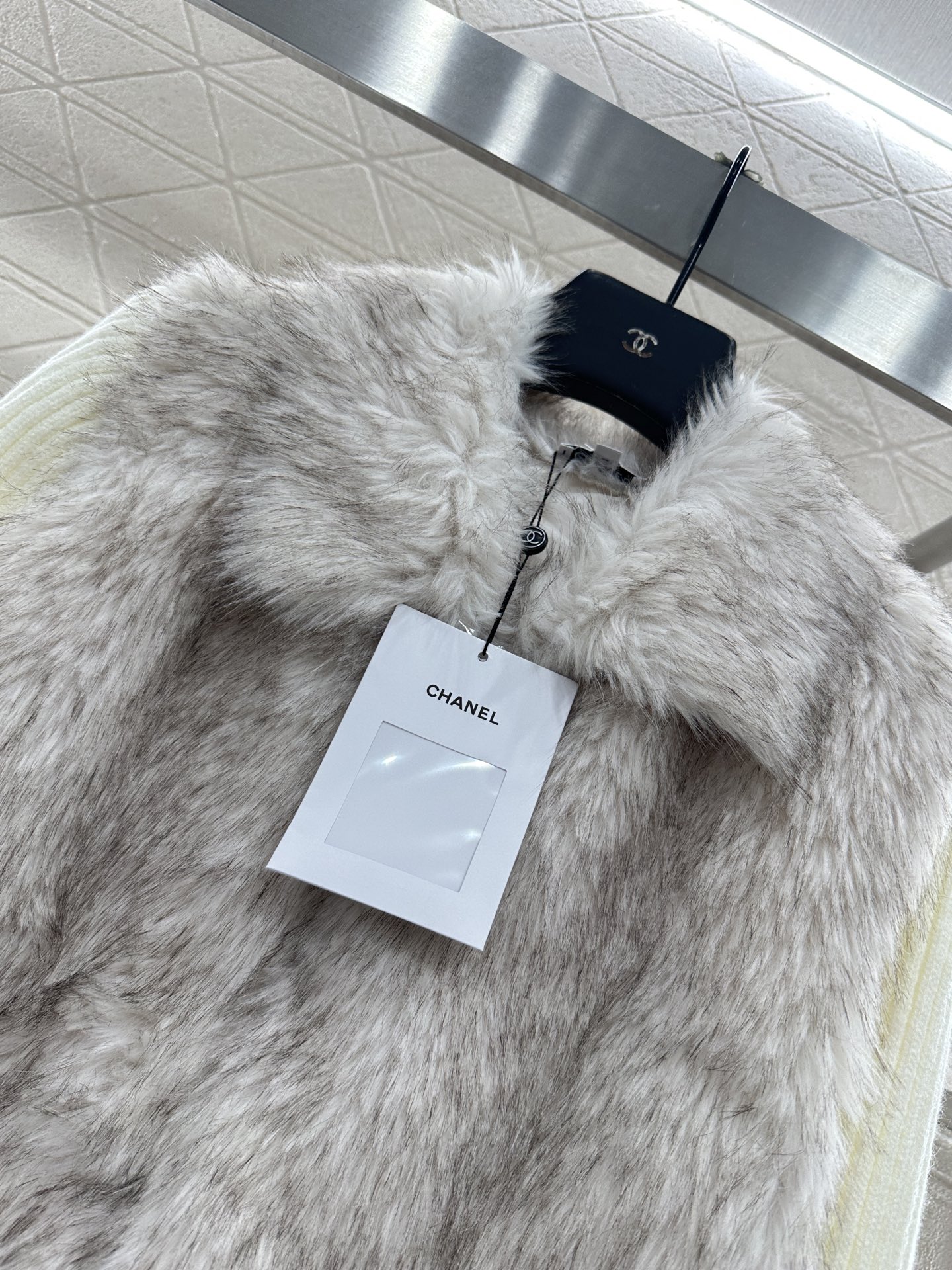 ♥Chane*♥2025新品上架 针织拼接翻领皮毛外套定制YB皮毛拼接羊毛针织材质，前后片毛绒手感柔软舒