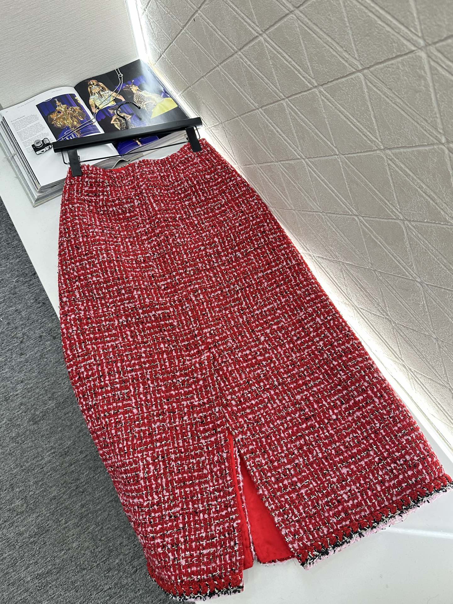 ♥Chane*♥2025新品上架 高腰开襟编织洋装半裙定制YB进口粗纺羊毛呢材质，质感高级，品相十足，直