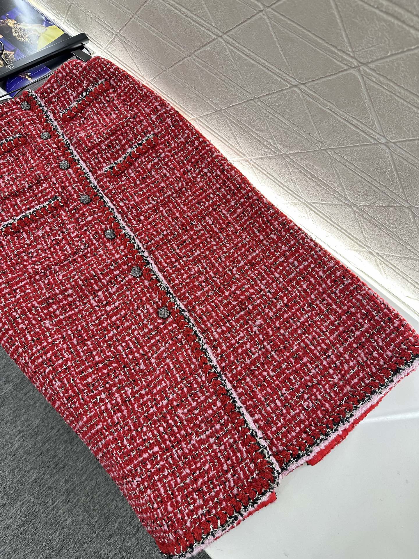 ♥Chane*♥2025新品上架 高腰开襟编织洋装半裙定制YB进口粗纺羊毛呢材质，质感高级，品相十足，直