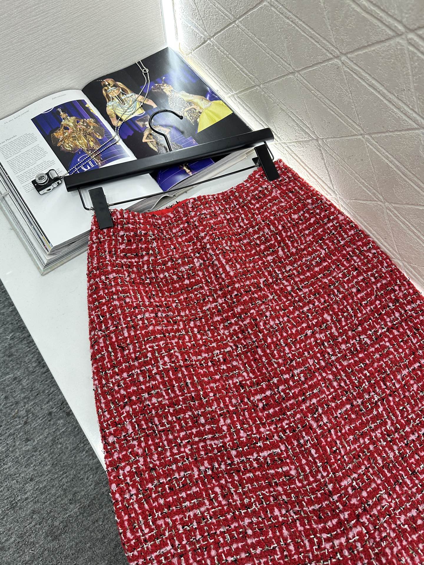 ♥Chane*♥2025新品上架 高腰开襟编织洋装半裙定制YB进口粗纺羊毛呢材质，质感高级，品相十足，直