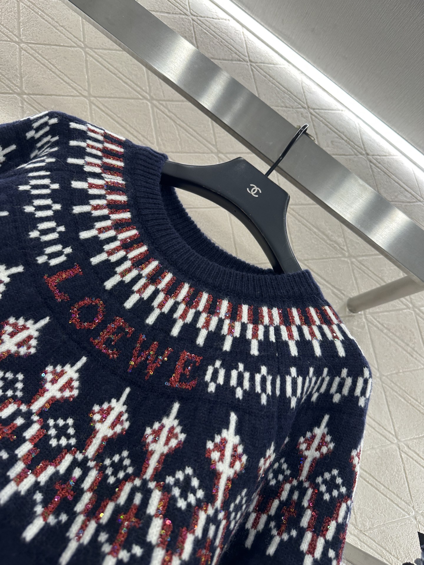 ♥Loew*♥2025新品上架 重工钩花珠片套头毛衣Louiswain联名系列#定制YB羊毛针织材质，质