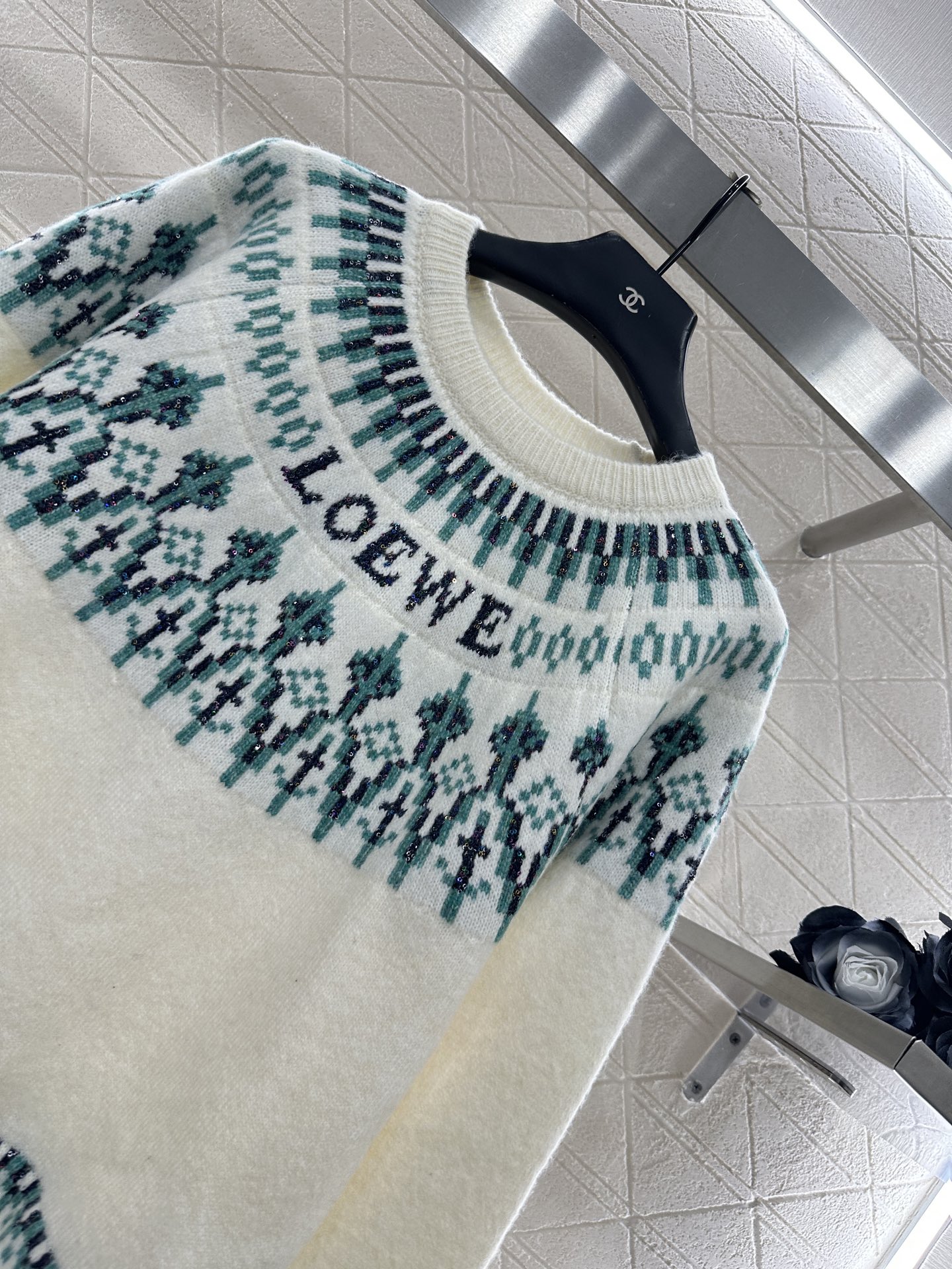 ♥Loew*♥2025新品上架 重工钩花珠片套头毛衣Louiswain联名系列#定制YB羊毛针织材质，质