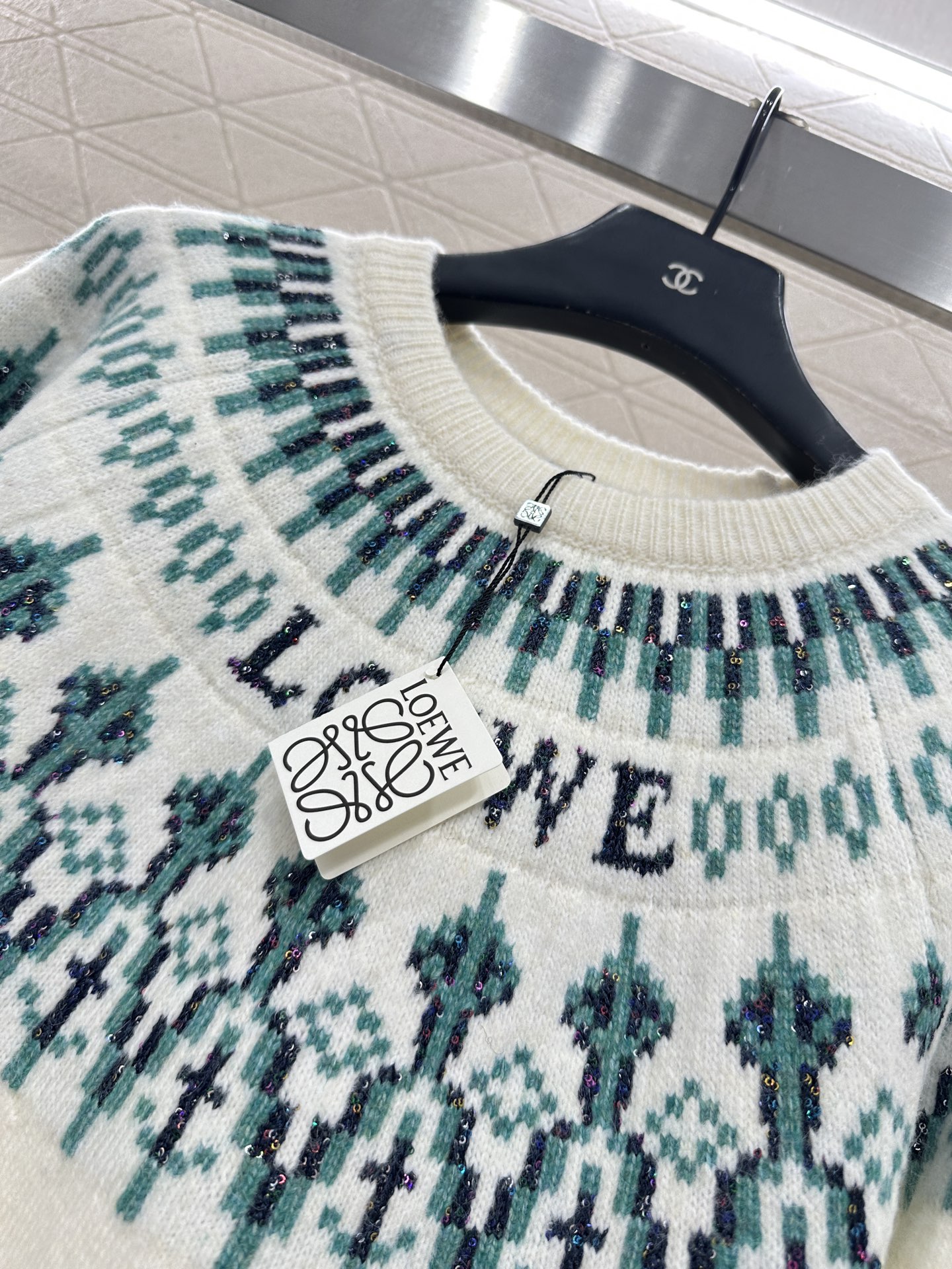 ♥Loew*♥2025新品上架 重工钩花珠片套头毛衣Louiswain联名系列#定制YB羊毛针织材质，质