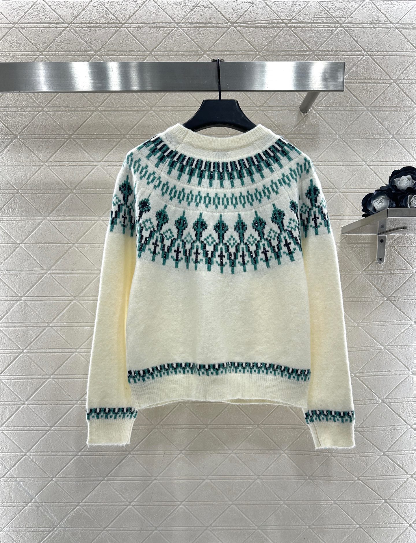 ♥Loew*♥2025新品上架 重工钩花珠片套头毛衣Louiswain联名系列#定制YB羊毛针织材质，质