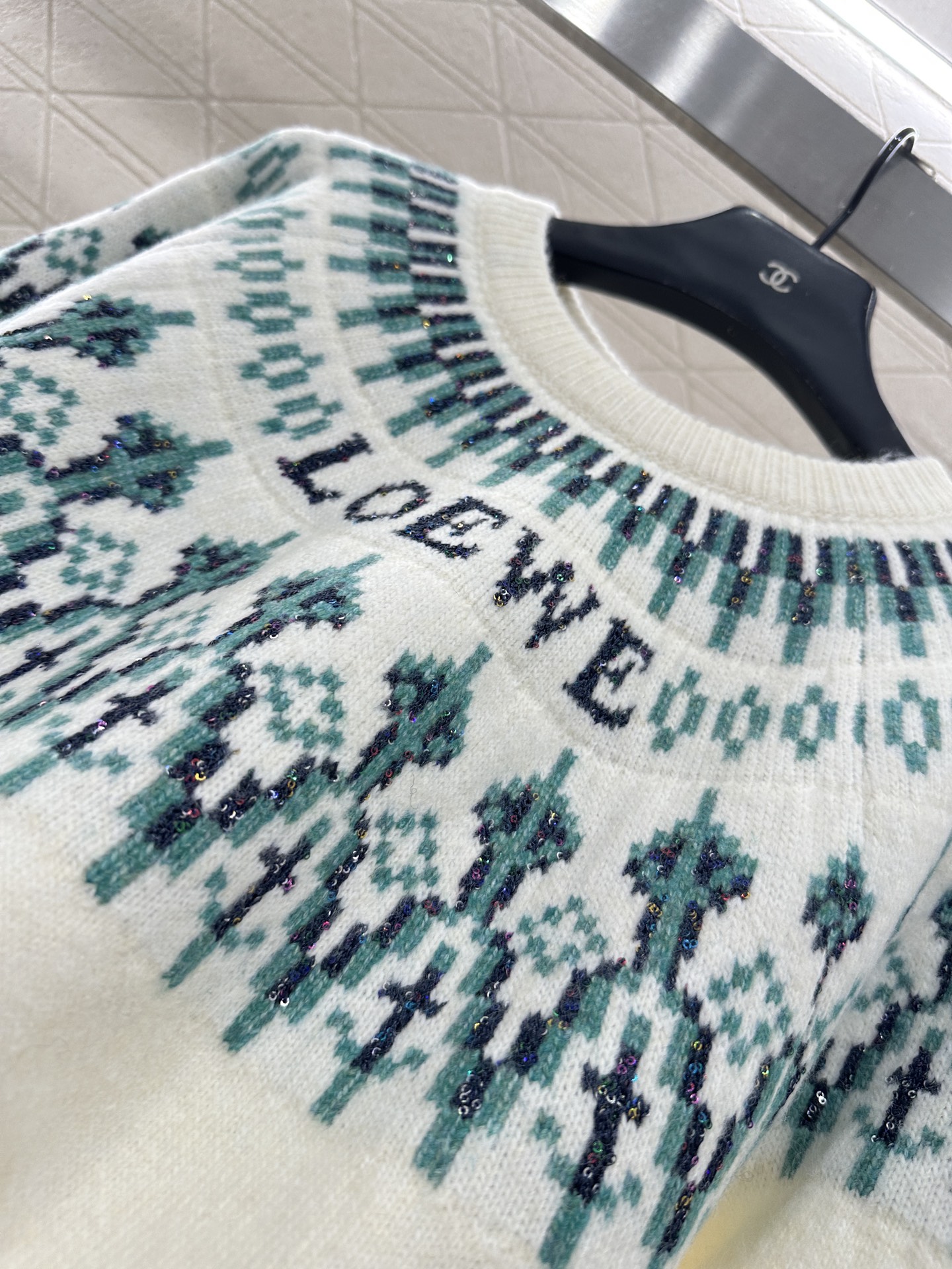 ♥Loew*♥2025新品上架 重工钩花珠片套头毛衣Louiswain联名系列#定制YB羊毛针织材质，质