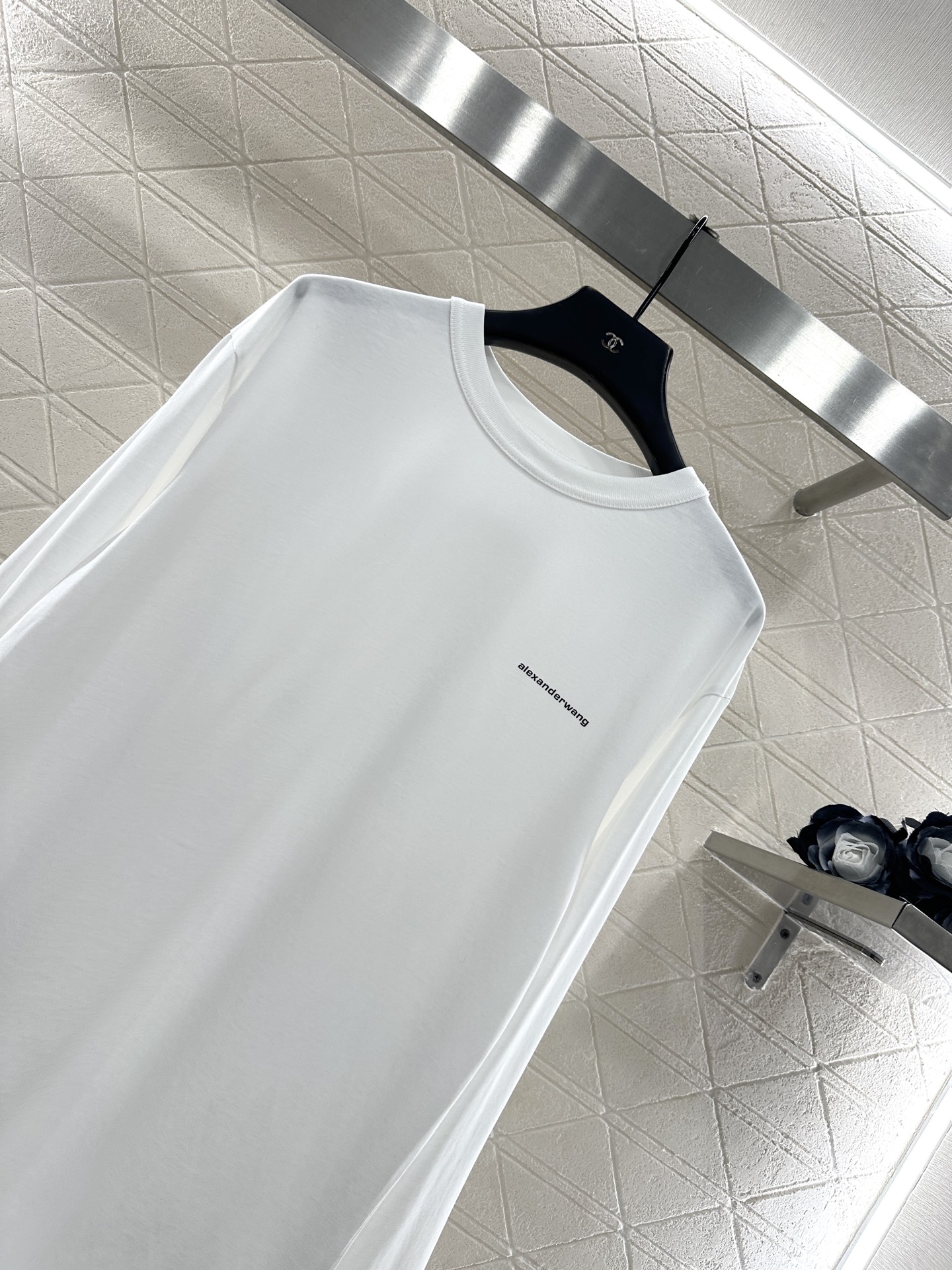 ♥Alexander wan*♥2025新品上架 字母印花圆领长袖定制YB进口棉府绸材质，丝滑亲肤，质感
