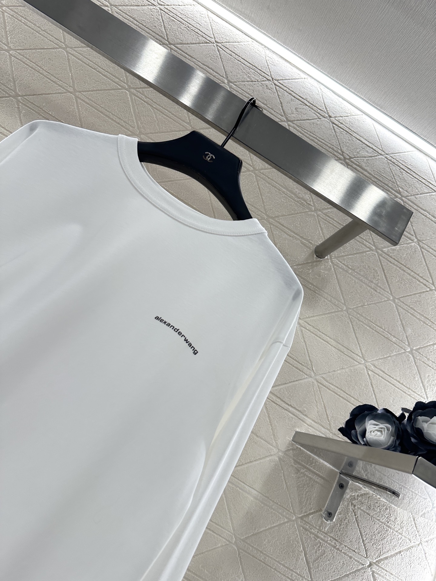 ♥Alexander wan*♥2025新品上架 字母印花圆领长袖定制YB进口棉府绸材质，丝滑亲肤，质感