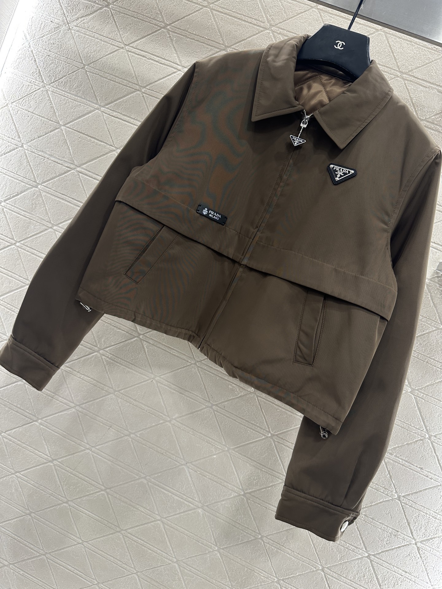 ♥Prad*♥2025新品上架 棉服外套伞状半裙套装定制YB进口尼龙材质，质感光泽，防风舒适，翻领拉链夹