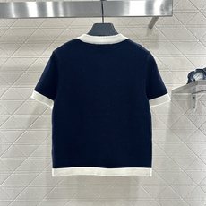 ♥Chane*♥2025新品上架 撞色包边圆领针织短袖定制YB羊绒纱线织造,密度细针织造,软糯质地 ♥Chane*♥2025新品上架 撞色包边圆领针织短袖定制YB羊绒纱线织造,密度细针织造,软糯质地