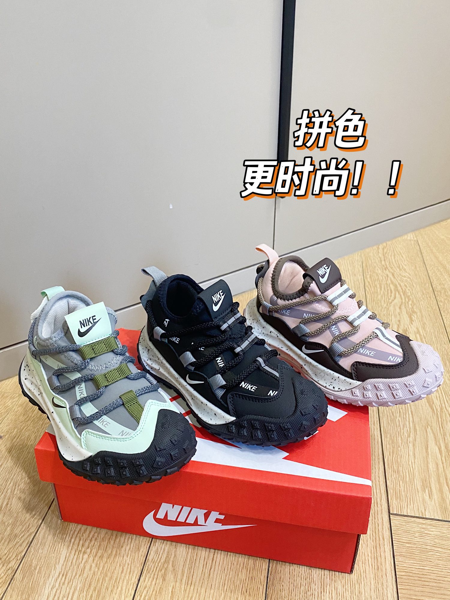 图片[5]-~ 实拍🌟 NK拼色一脚蹬透气休闲鞋 👟抽绳卡扣调节鞋面松紧✅一脚蹬设计，不勒压脚背，防滑力MAX-选品中心