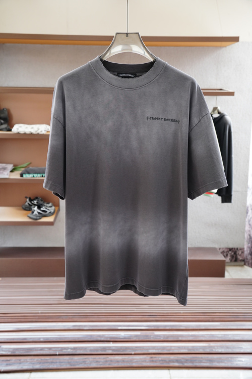 Chrome Hearts Distressed Logo T-Shirt, Short Sleeve Cotton Blend Top