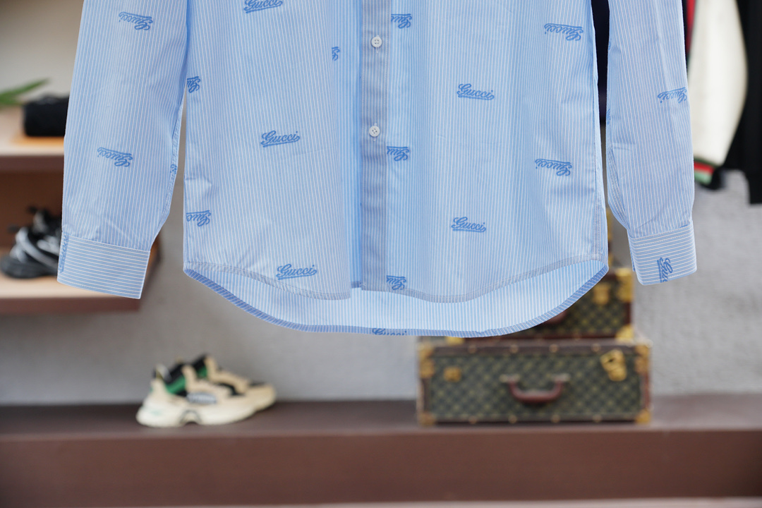 Title: Gucci 2025 Men’s Shirts: High-End, White Designs, Elite Style, Embroidered Logo, Comfortable Cotton, Youthful Fashion. - 图片 3