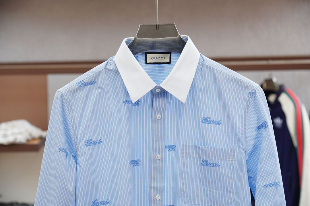 Title: Gucci 2025 Men’s Shirts: High-End, White Designs, Elite Style, Embroidered Logo, Comfortable Cotton, Youthful Fashion. - 图片 2