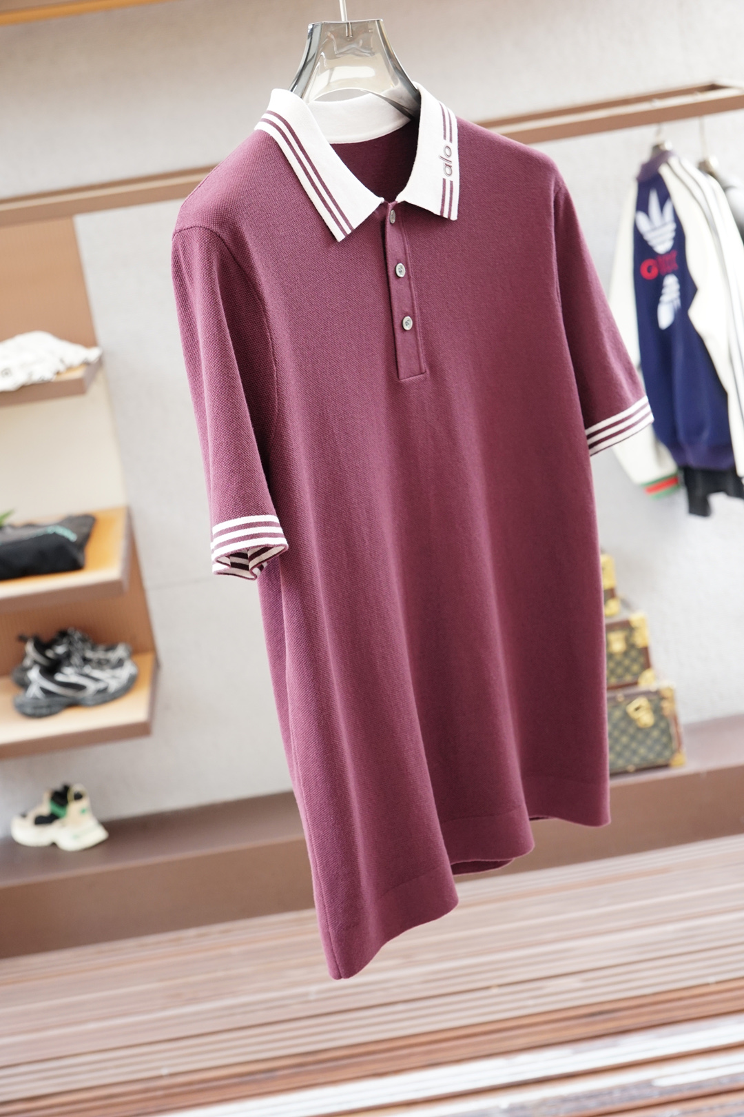 欧跑/alo-🍐2025ss秋冬专柜同款同步上新短袖醋酸天丝羊毛针织面料 一体起脚针织 高端人士必备单品