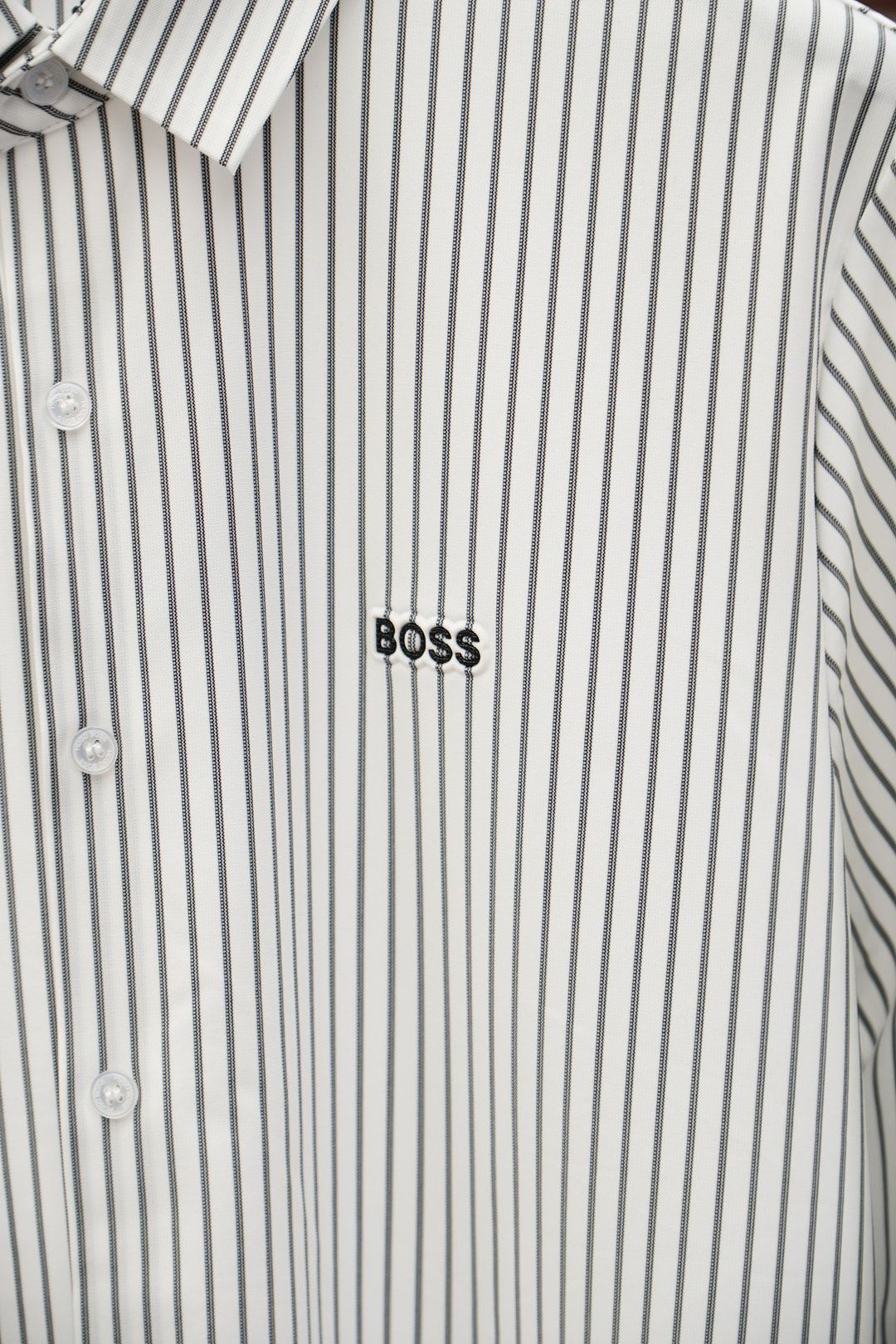 Boss-休闲长袖衬衫🌸翻领宽松尖领衬衣 同步官网发售 面料丝滑有光泽，免烫抗皱垂感十足，98%棉➕2%