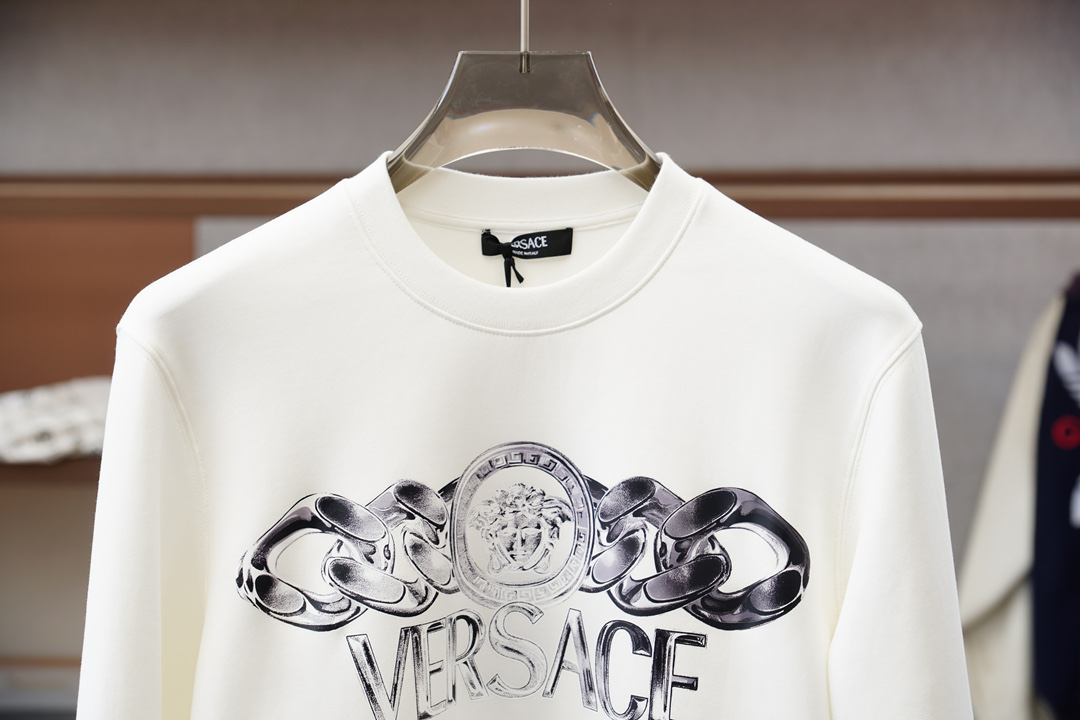 2025秋冬系列上👾Versace-范思哲-套头圆领卫衣 纯色LOGO搭配刺绣🪡大标 高端大气经典系列，