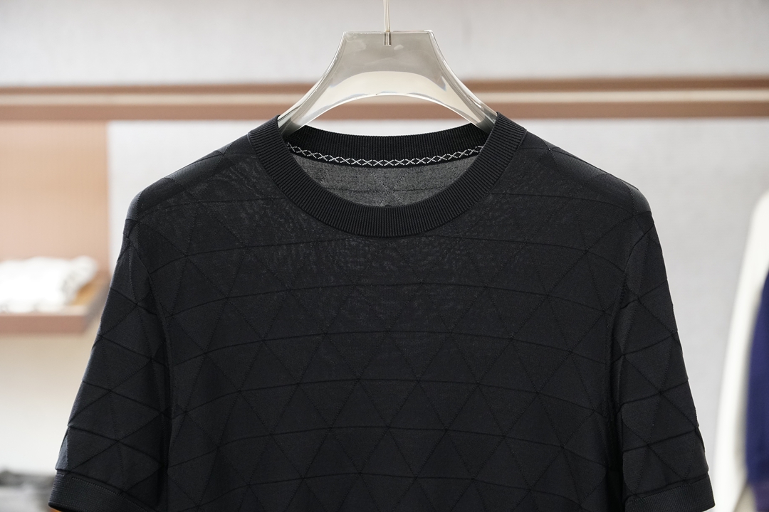 Loro Piana 桑蚕丝伊力特短袖，高级感满满。精选桑蚕丝+伊力特混纺面料，丝滑亲肤、透气垂顺，夏天