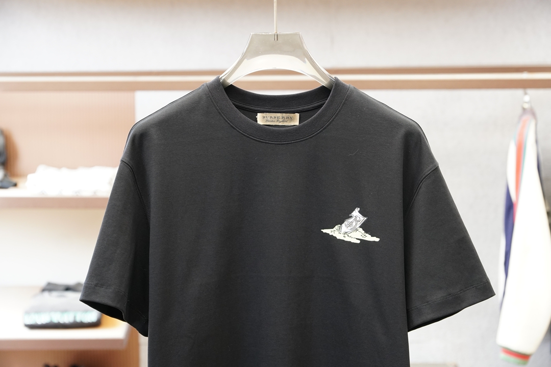 BBR 2026ss新品上线🔥🔥🔥Burberr*y 巴宝莉艺术印花双面布短袖｜双面质感碰撞艺术设计采用