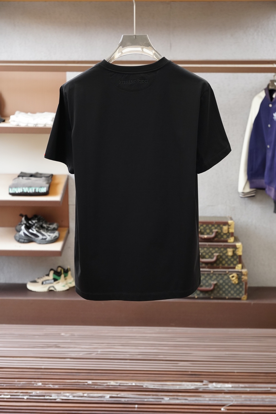 史蒂芬Stefano Ricci·SS26春夏新品水晶鹰头T恤短袖T恤，正面鹰头Logo饰水晶点状装饰，