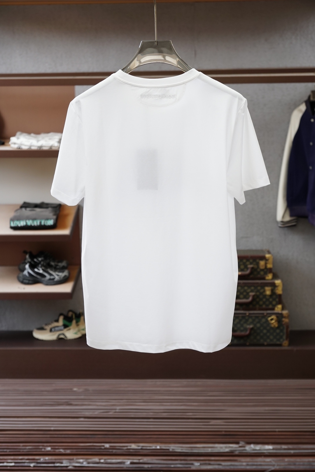 史蒂芬Stefano Ricci·SS26春夏新品水晶鹰头T恤短袖T恤，正面鹰头Logo饰水晶点状装饰，