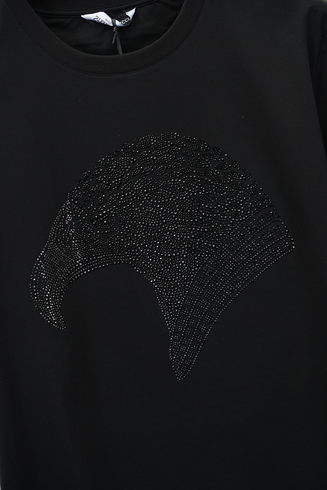 史蒂芬Stefano Ricci·SS26春夏新品水晶鹰头T恤短袖T恤，正面鹰头Logo饰水晶点状装饰，