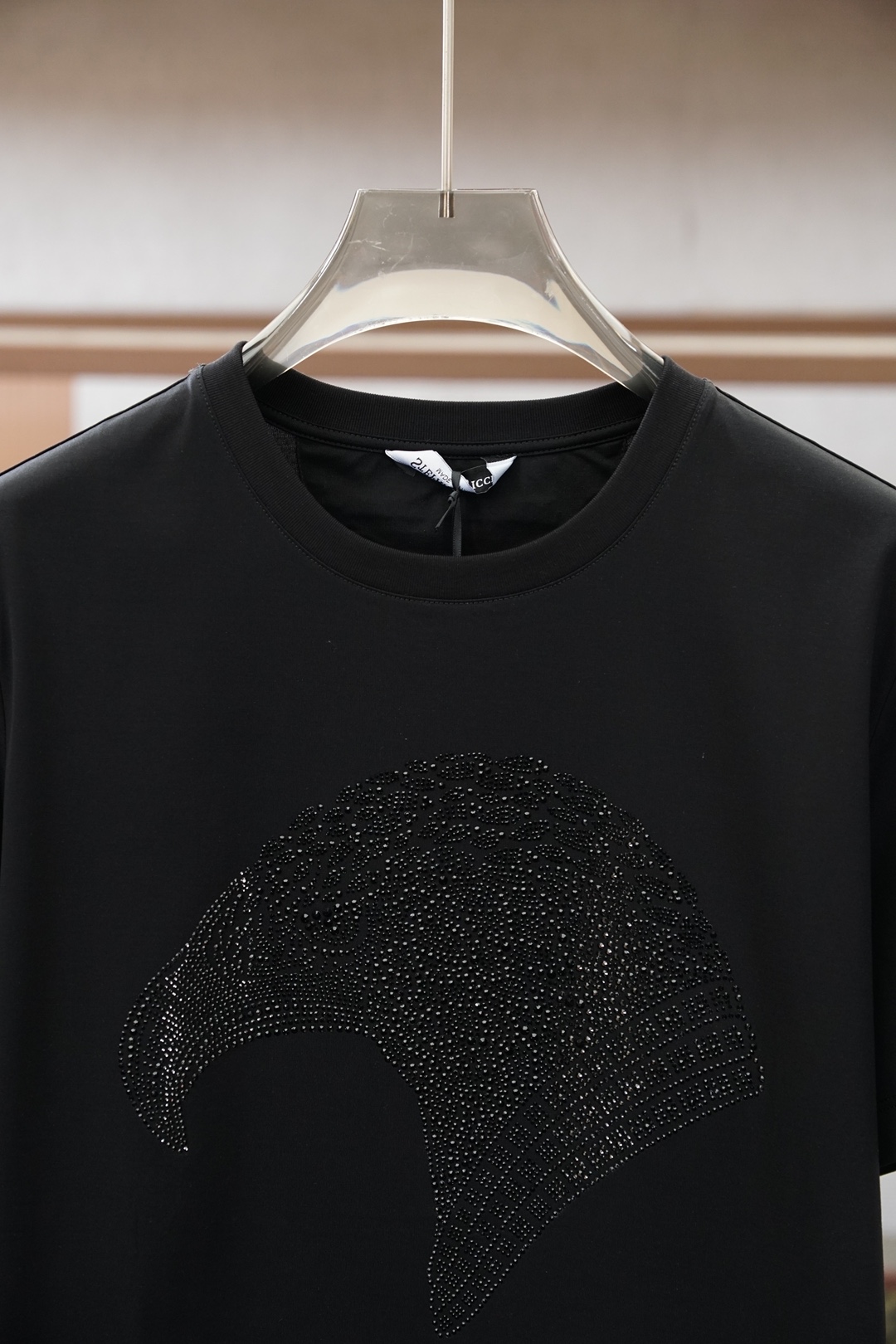 史蒂芬Stefano Ricci·SS26春夏新品水晶鹰头T恤短袖T恤，正面鹰头Logo饰水晶点状装饰，