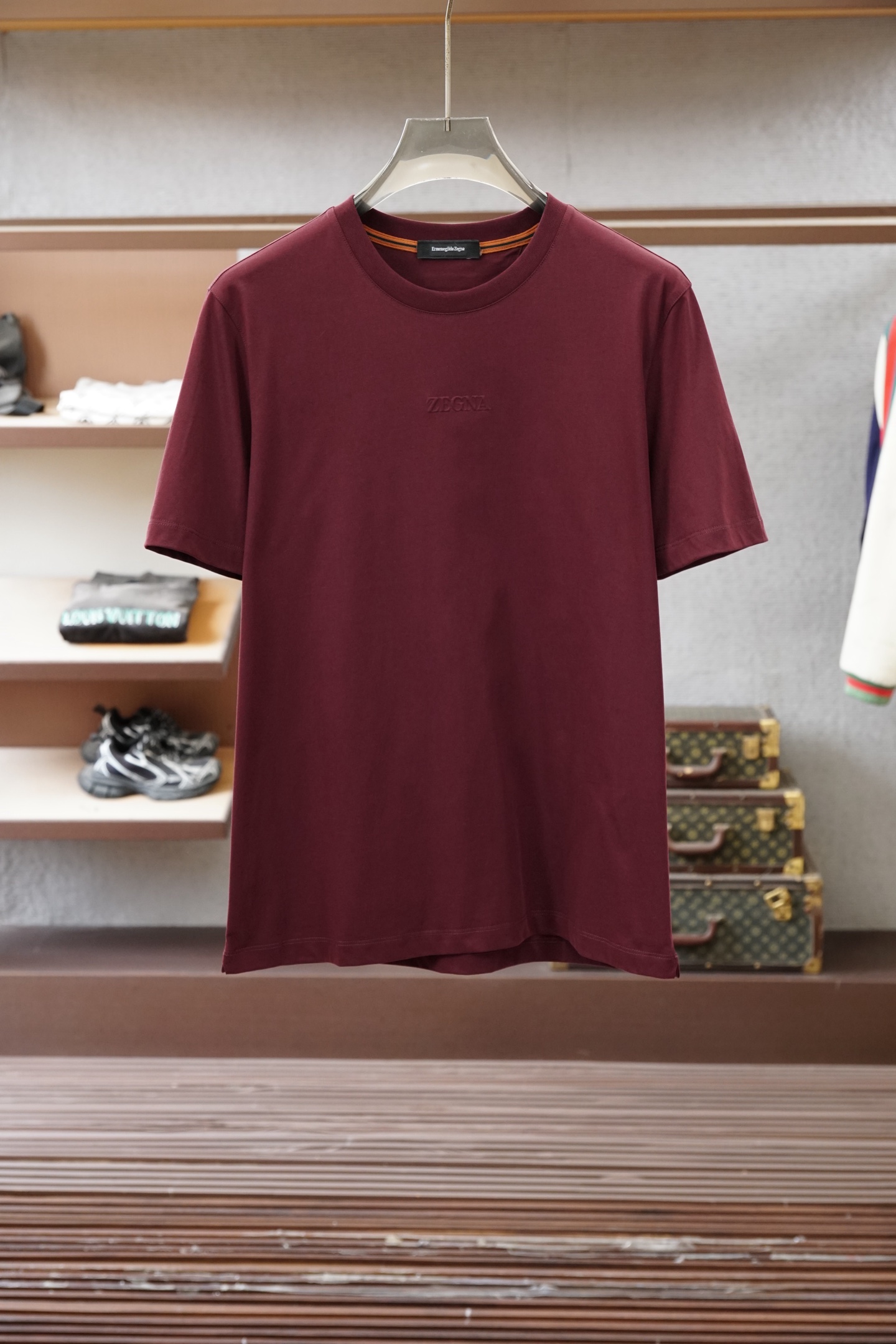 zegna 2026SS 压印logo标识净色短袖T恤。定制60支三股平纹精棉面料 极致柔软舒适 高端大