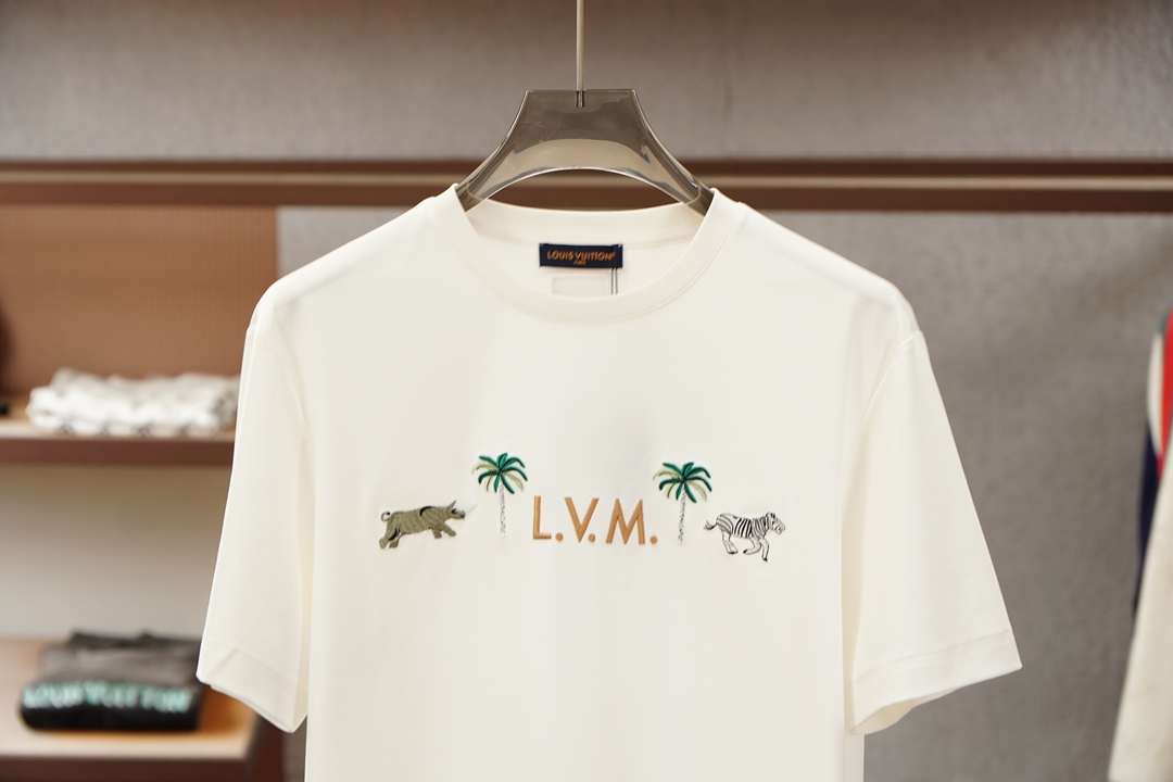 ，Louis Vuitton* LV-路易威登刺绣圆领T恤 甄选高支丝光双面面料，经双道丝光工艺淬炼，如