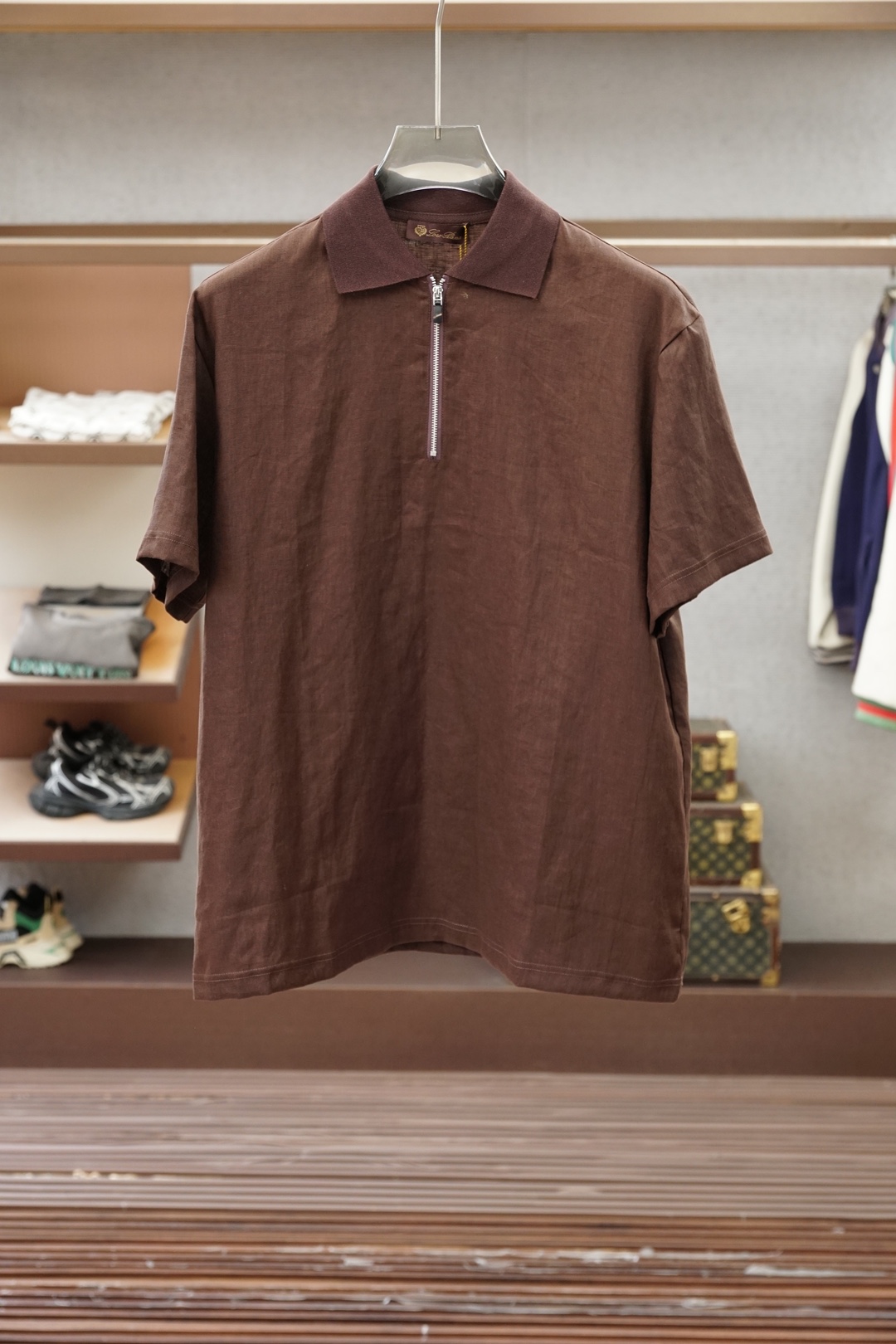 Loro Piana/2026ss春夏新款高级定制🎆🤨😜男士半拉链套头亚麻丝POLO，手感柔软且质感大幅