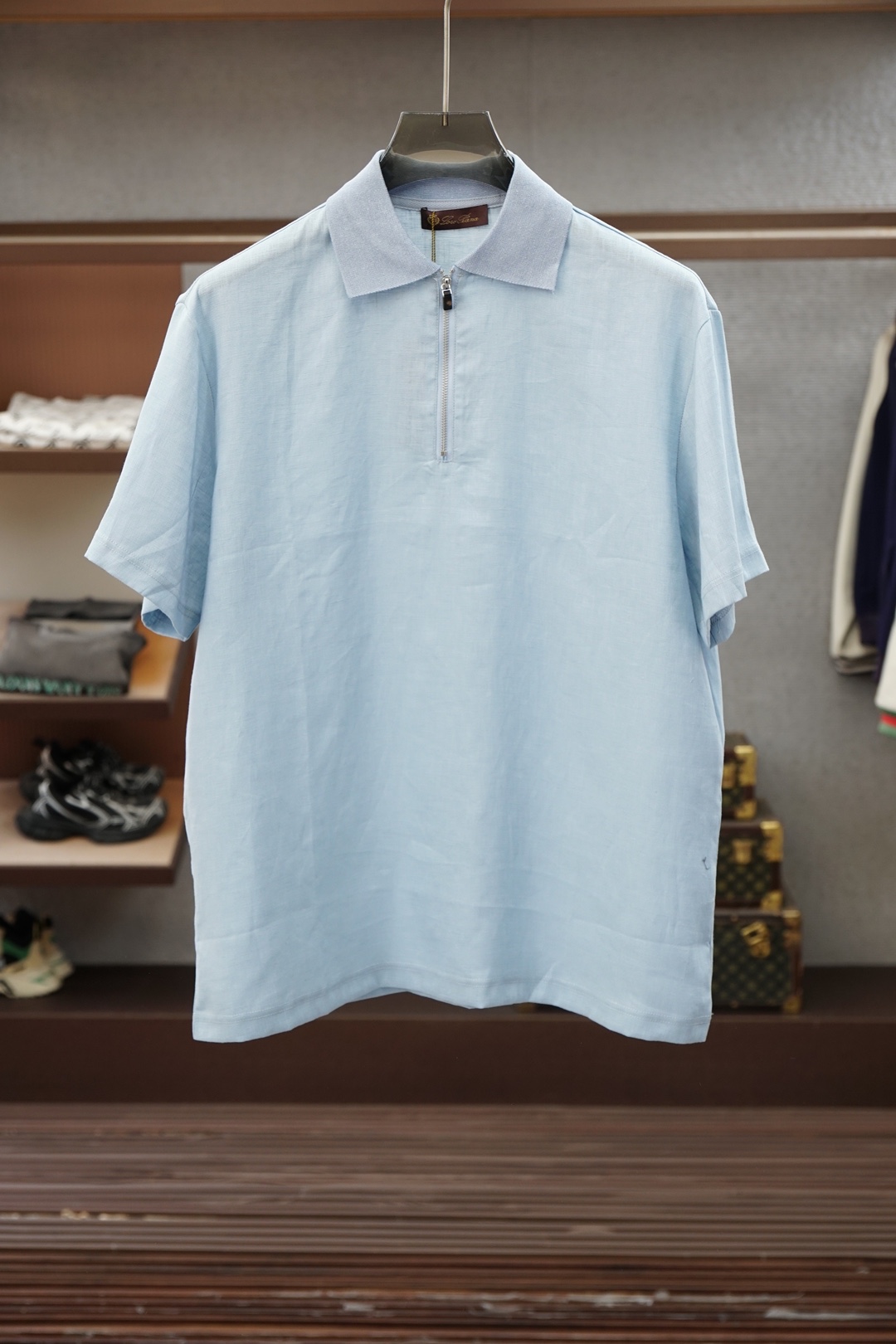 Loro Piana/2026ss春夏新款高级定制🎆🤨😜男士半拉链套头亚麻丝POLO，手感柔软且质感大幅