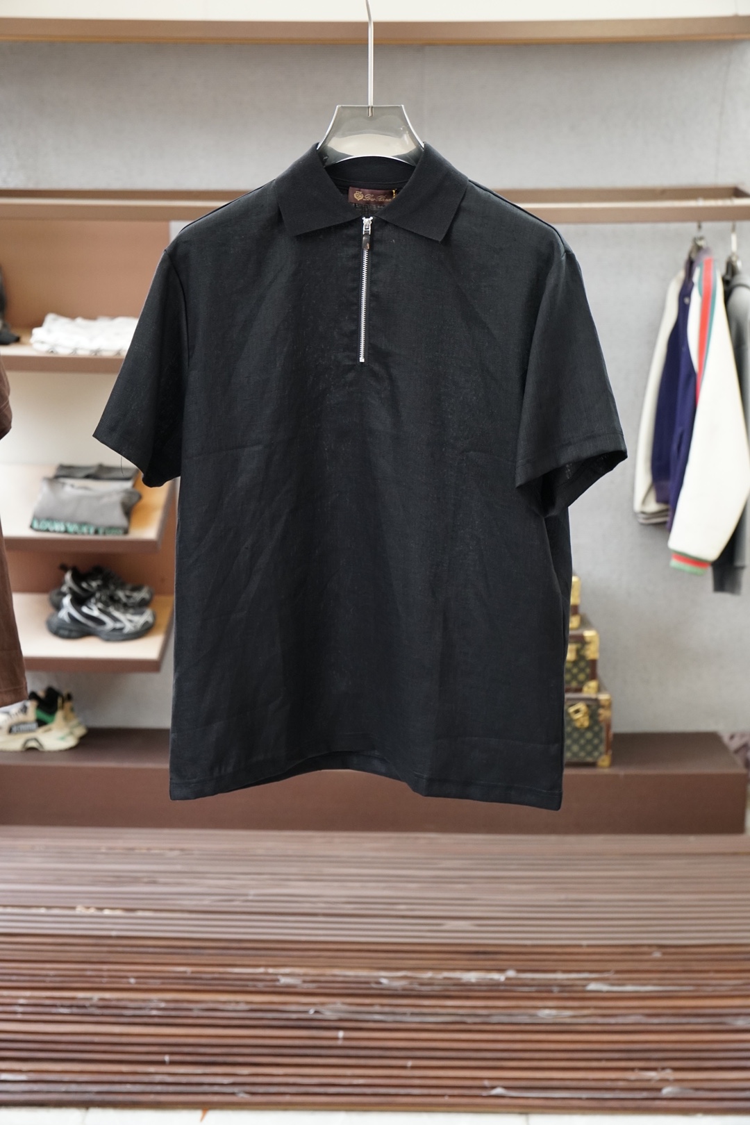 Loro Piana/2026ss春夏新款高级定制🎆🤨😜男士半拉链套头亚麻丝POLO，手感柔软且质感大幅