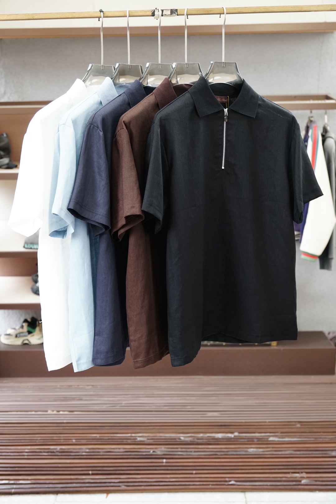 Loro Piana/2026ss春夏新款高级定制🎆🤨😜男士半拉链套头亚麻丝POLO，手感柔软且质感大幅